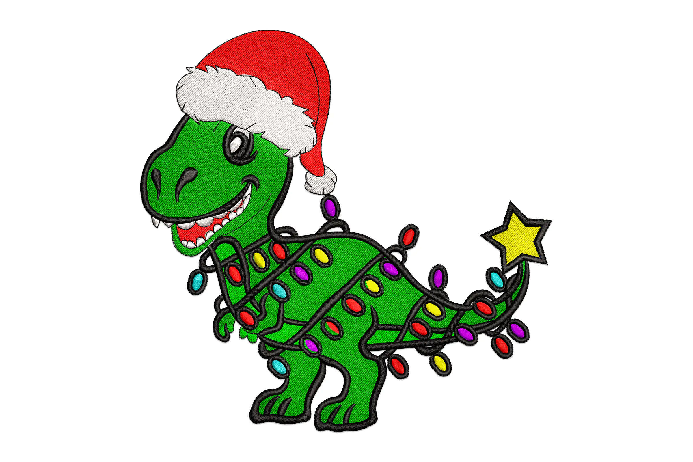 Christmas Tree Dinosaur Embroidery Design