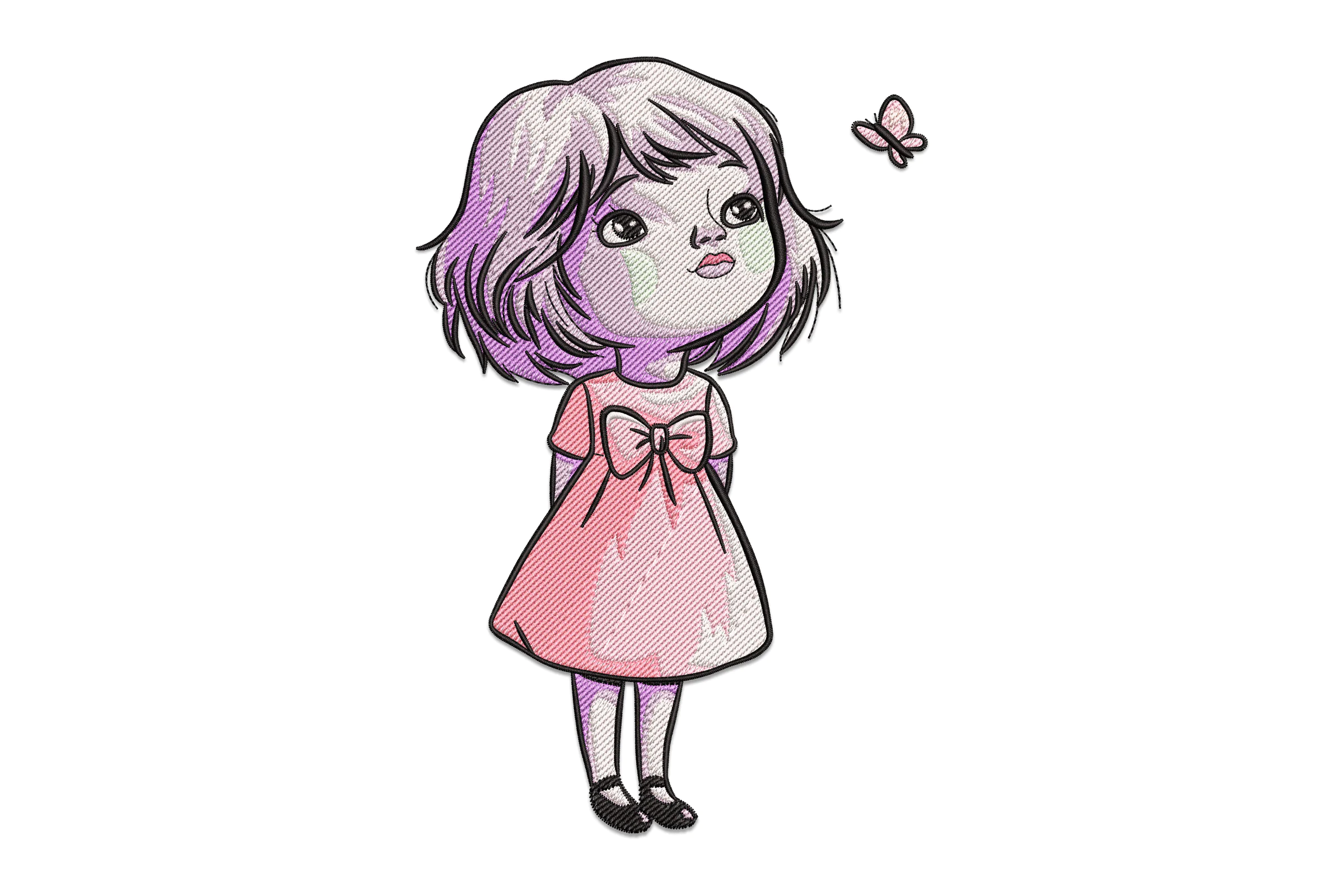 Baby Girl with Butterfly Embroidery Design