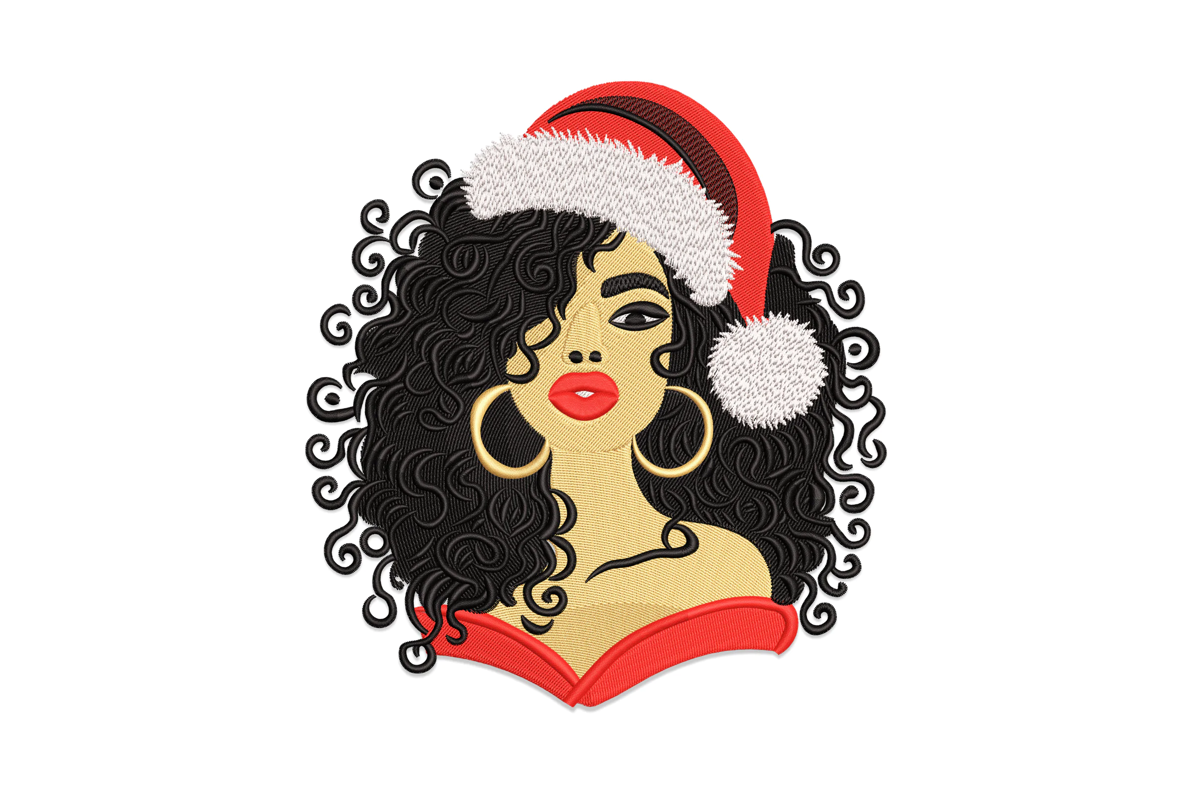Christmas Afro Woman Embroidery Design