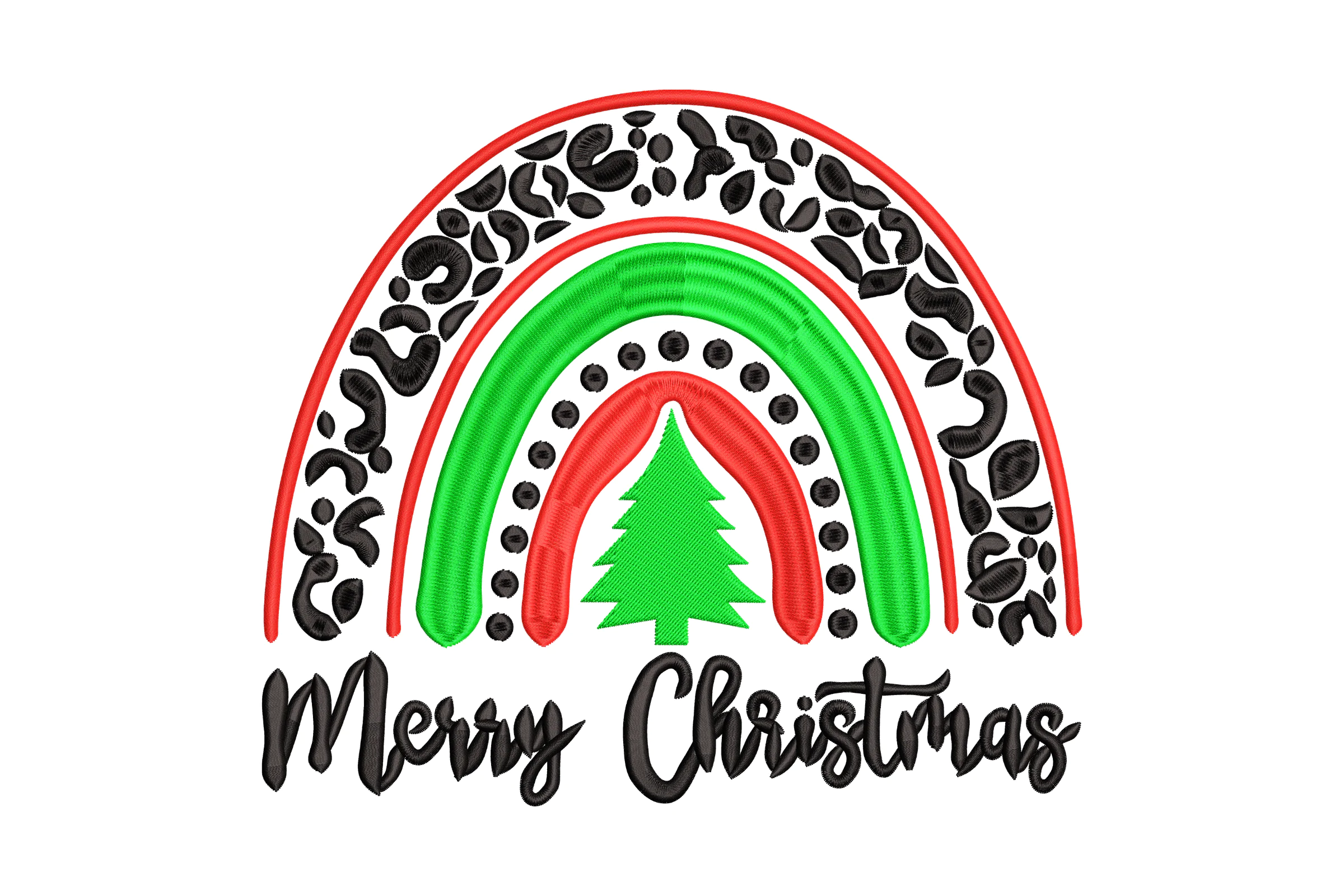 Christmas Tree and Rainbow Embroidery Pattern