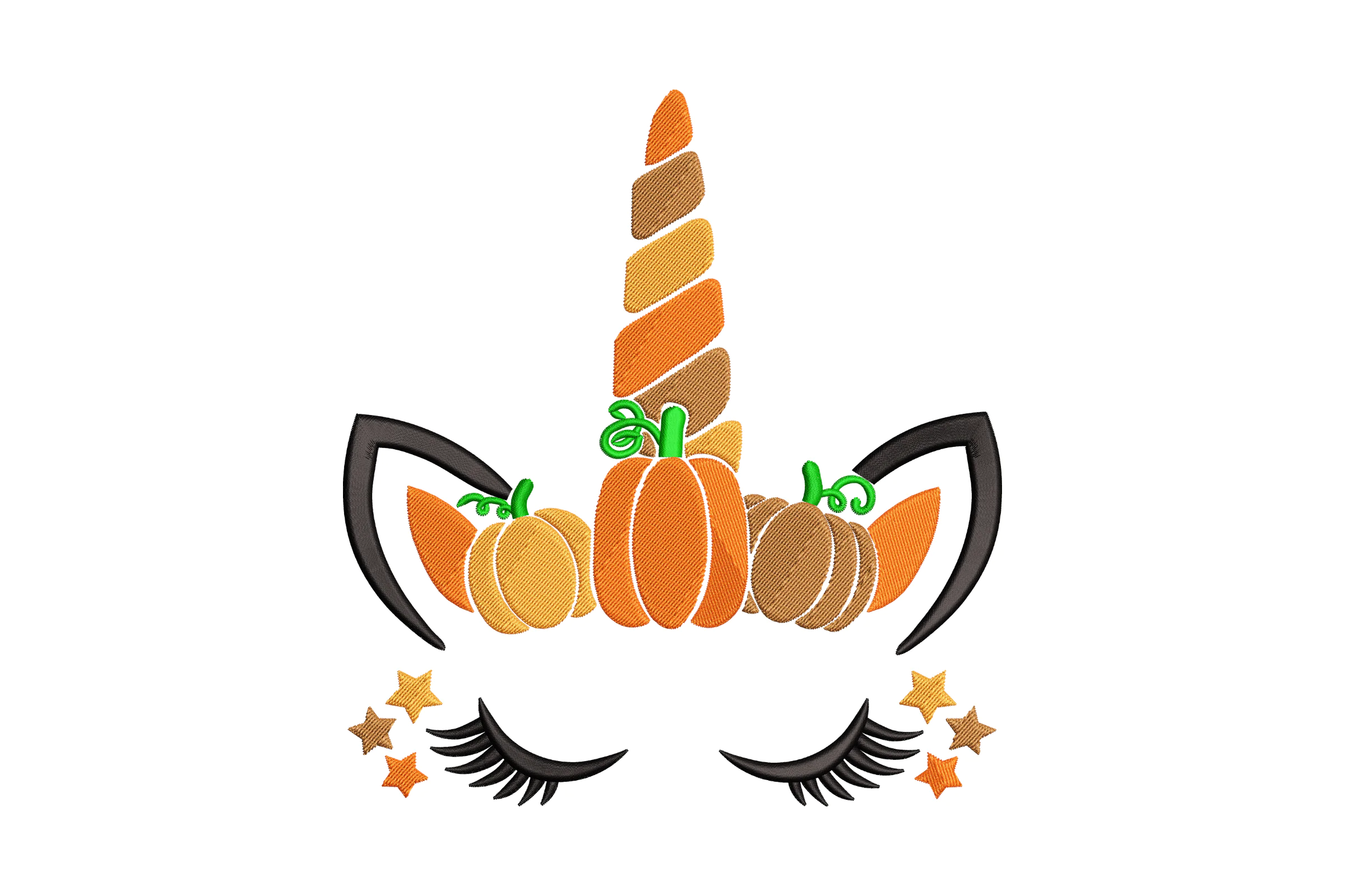 Halloween Unicorn with Pumpkins Embroidery Design