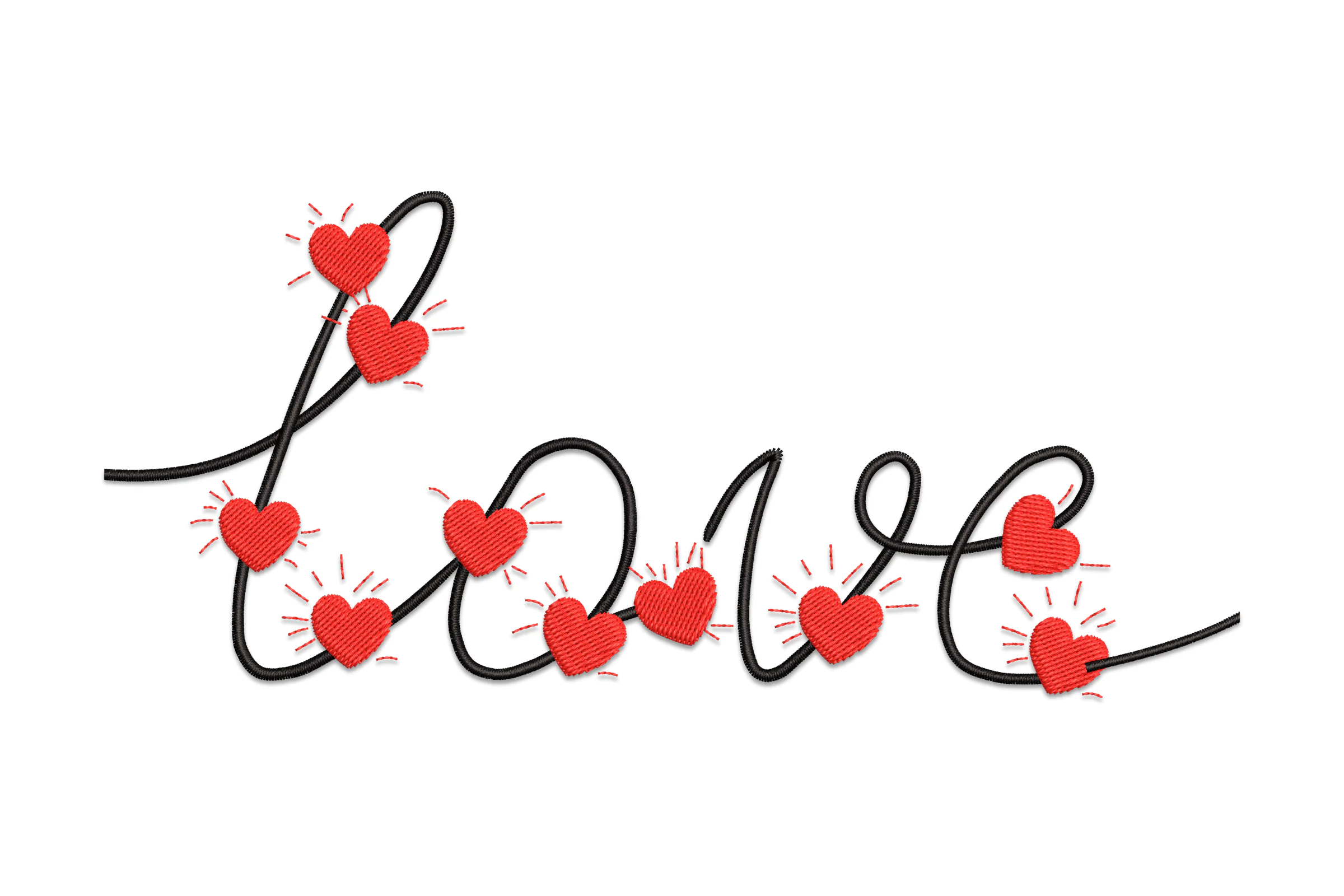 Love Heart Light Machine Embroidery Design
