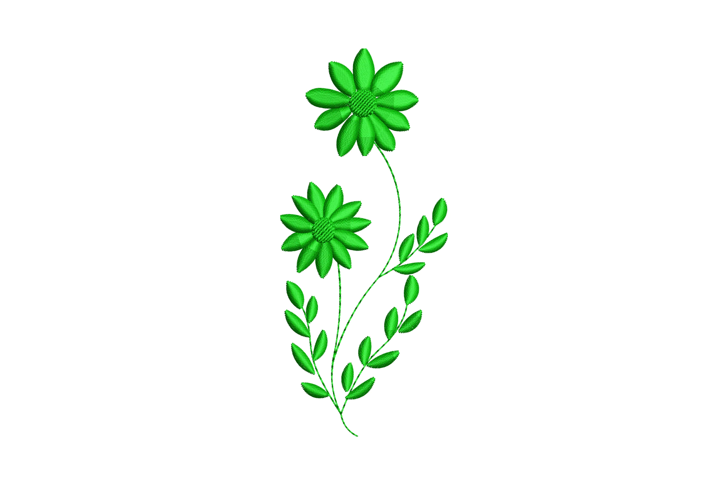 Green Floral Embroidery Design