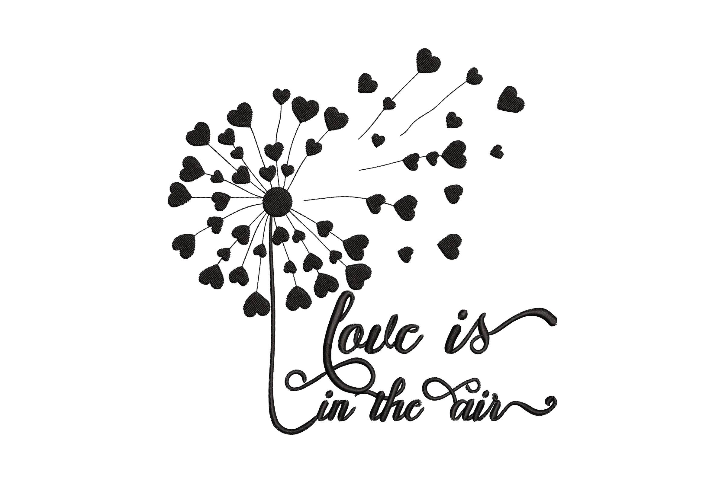 Dandelion with Hearts Embroidery Design Pattern