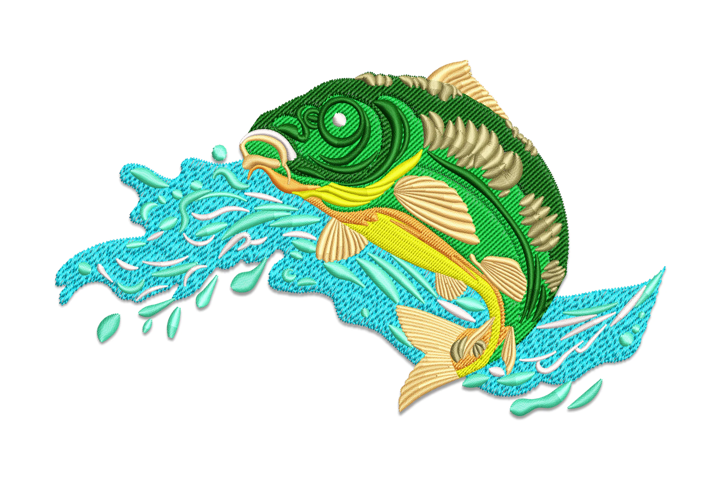 Fish Jumping from Water Embroidery Design