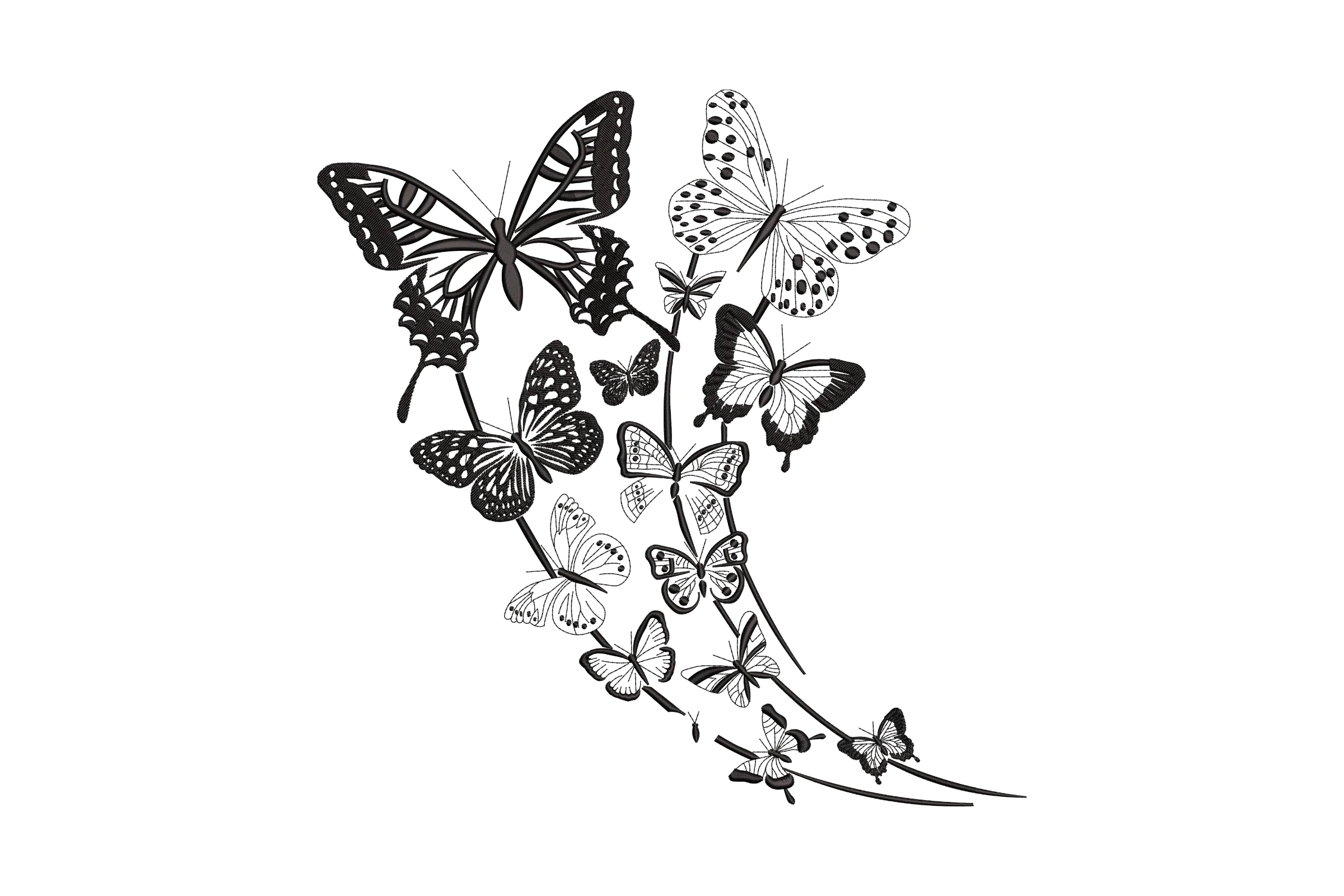Flying Butterfly Machine Embroidery