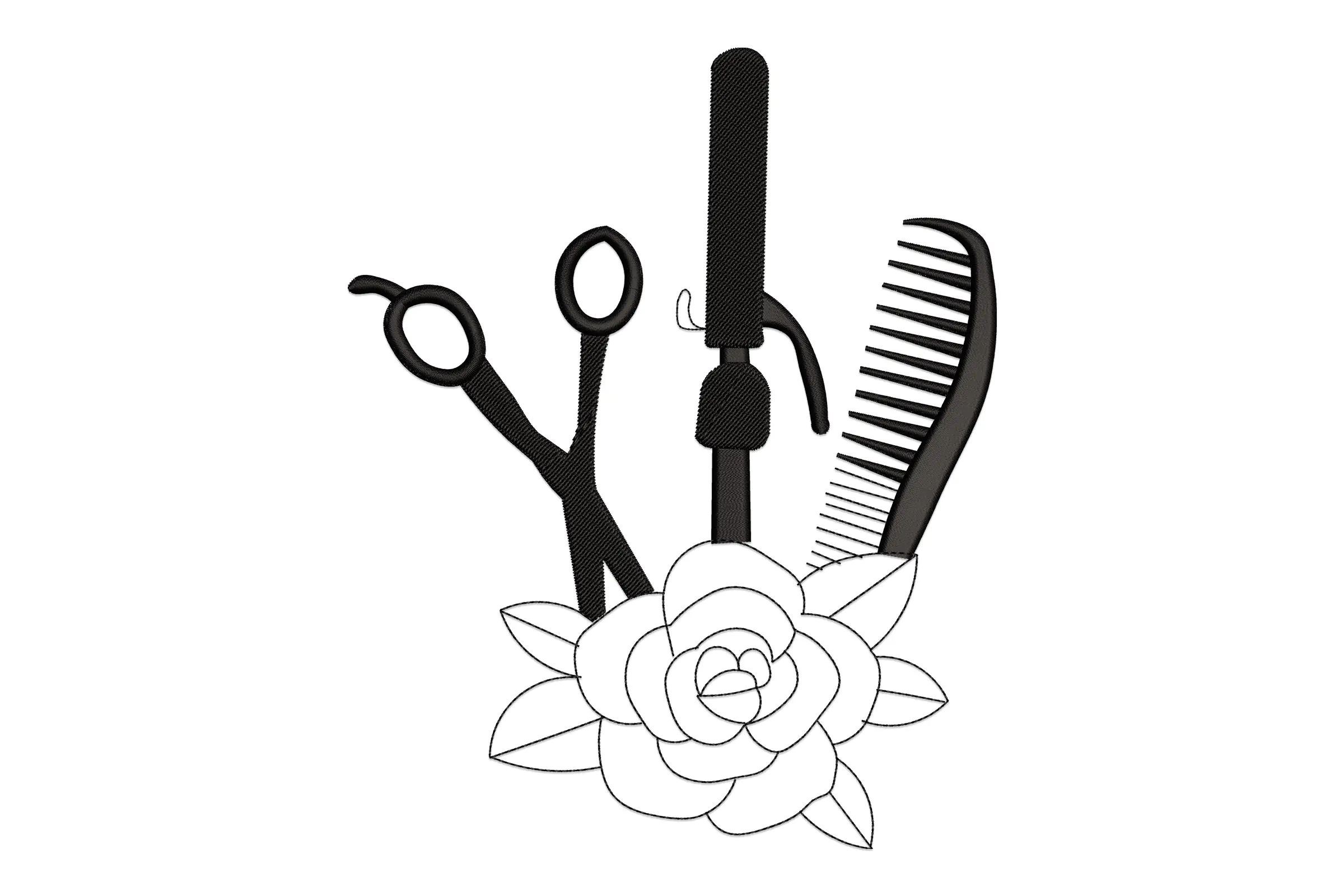 Hairdresser Tools Embroidery Design