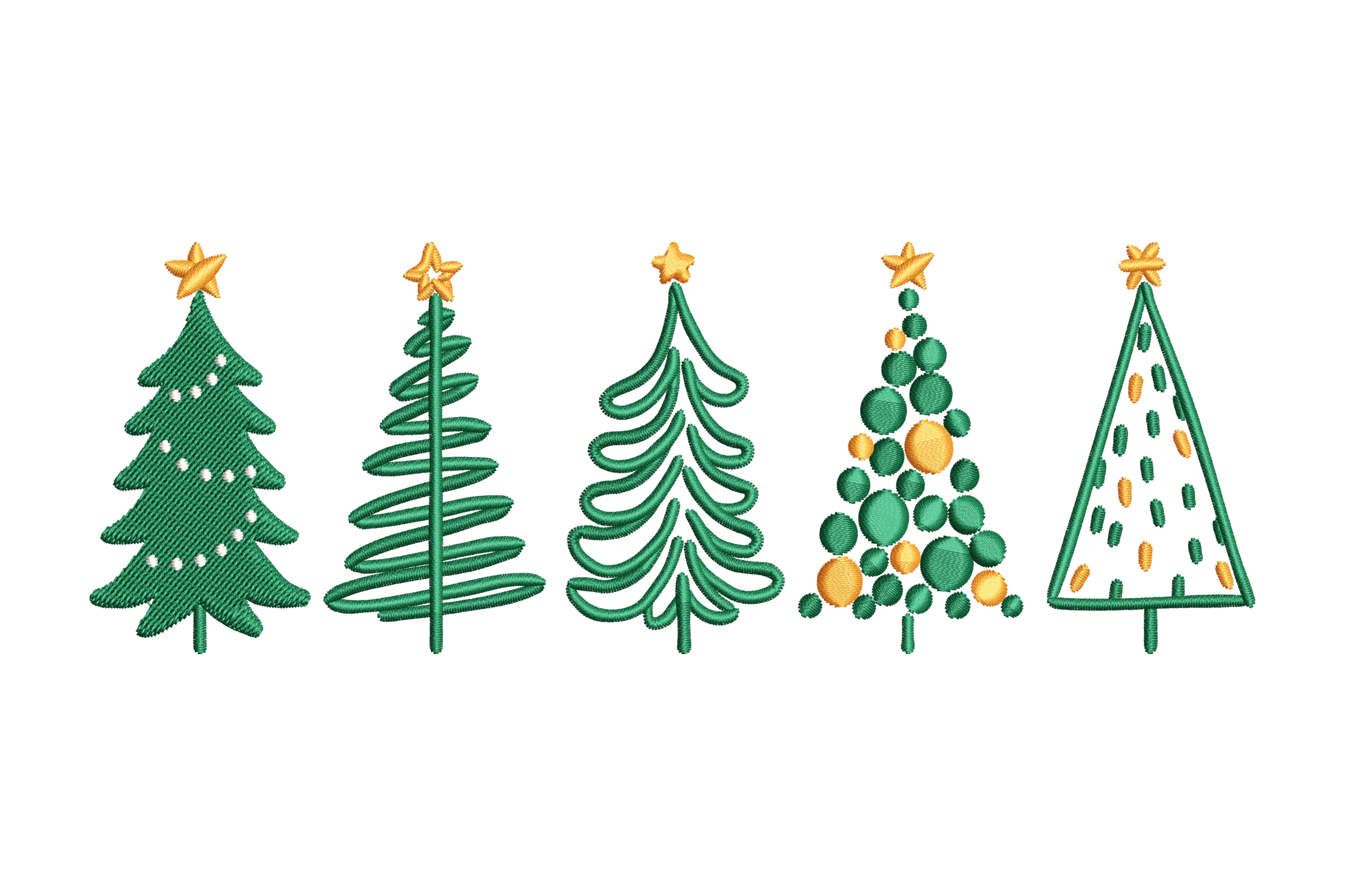 Merry Christmas Trees Embroidery Design