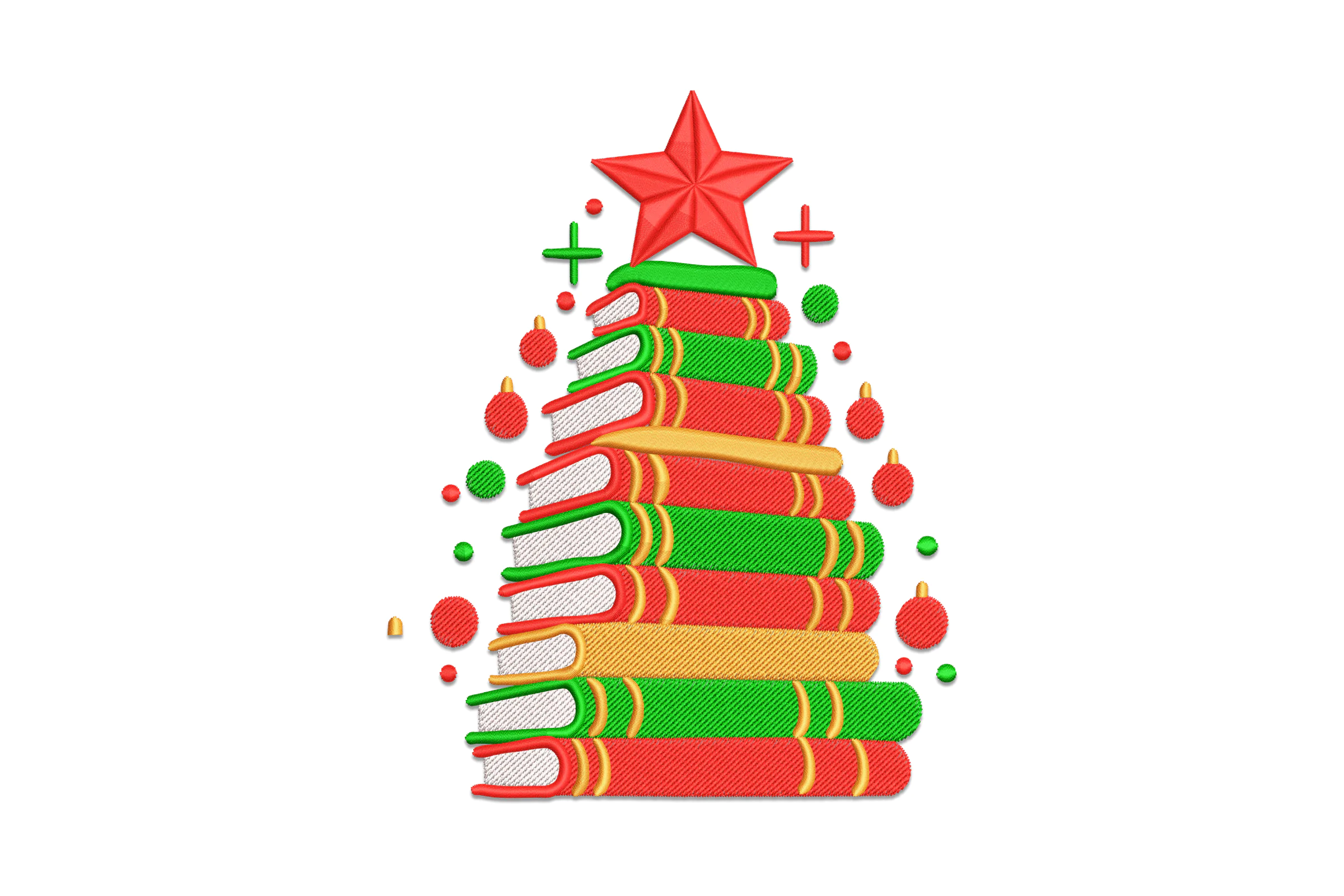 Christmas Tree Of Books - Machine Embroidery Design