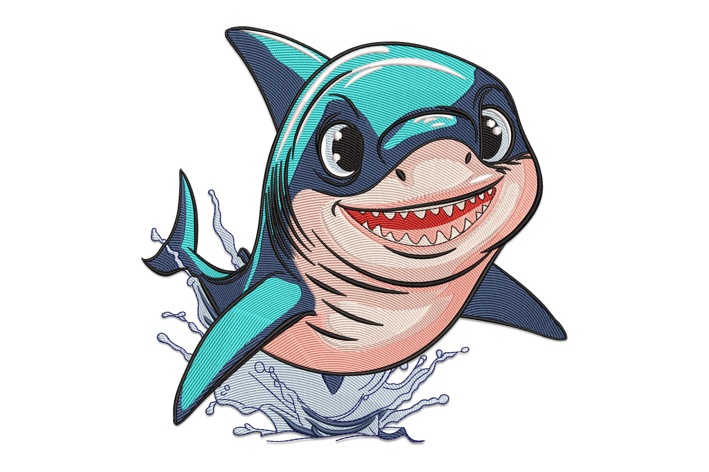 Cute Shark Embroidery Design