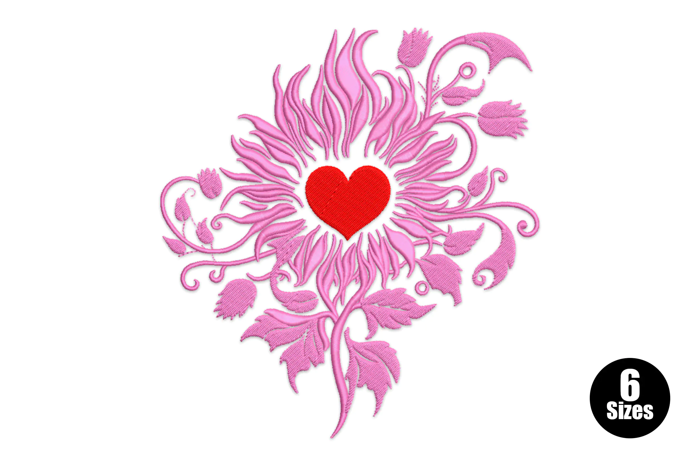 Flower Heart Embroidery Design File