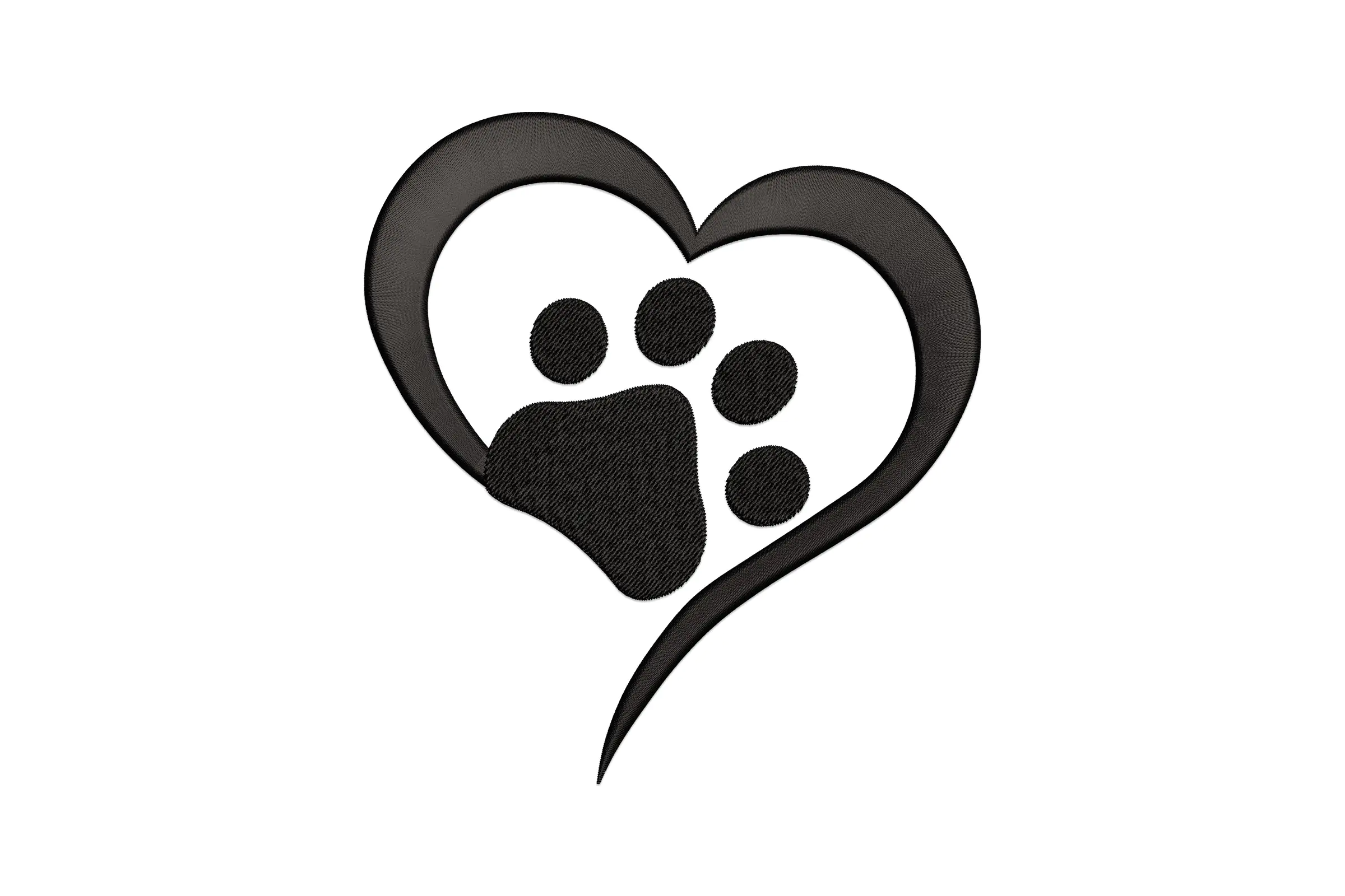 Dog Paw Heart Embroidery Design