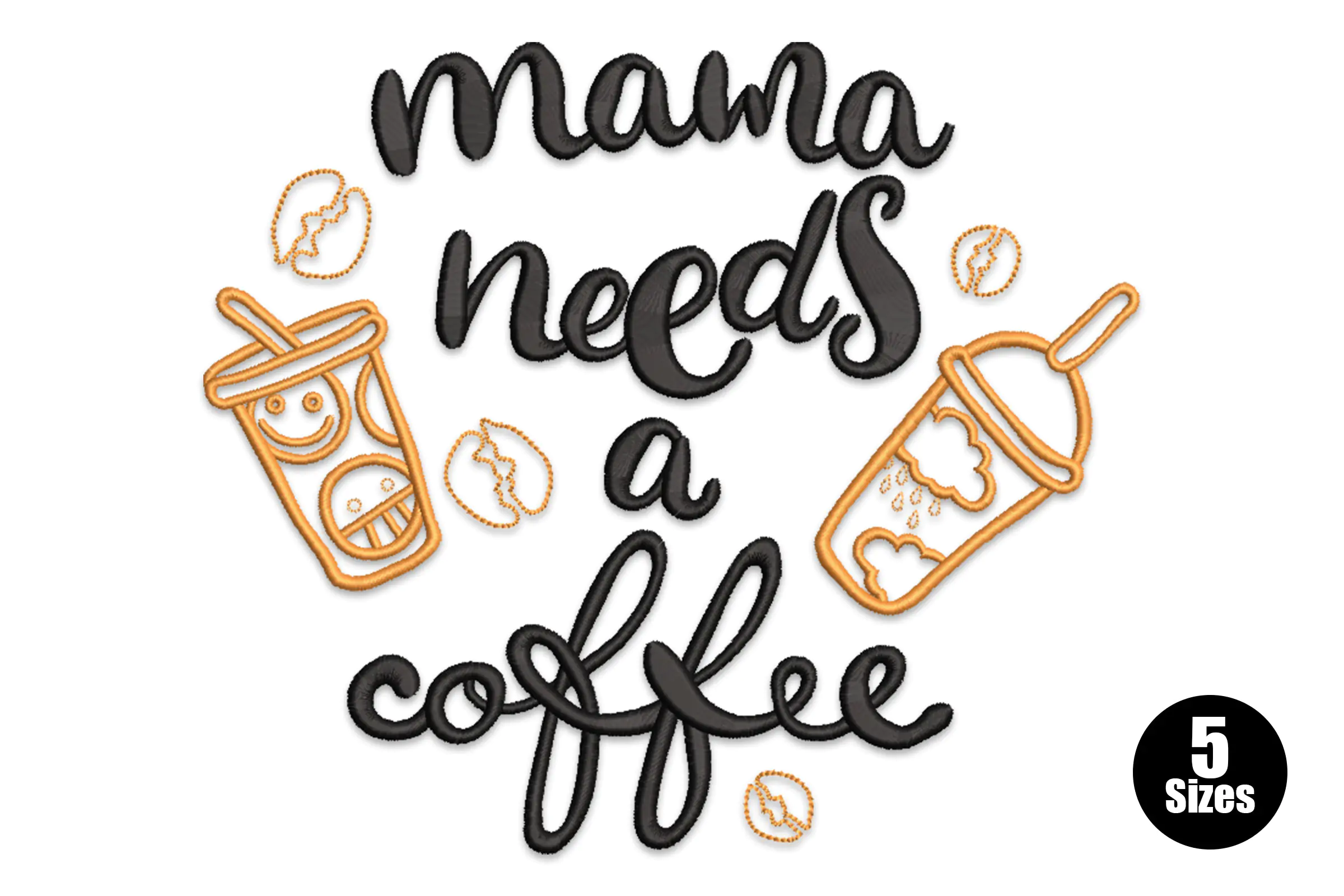 Mama Needs Coffee Embroidery Design