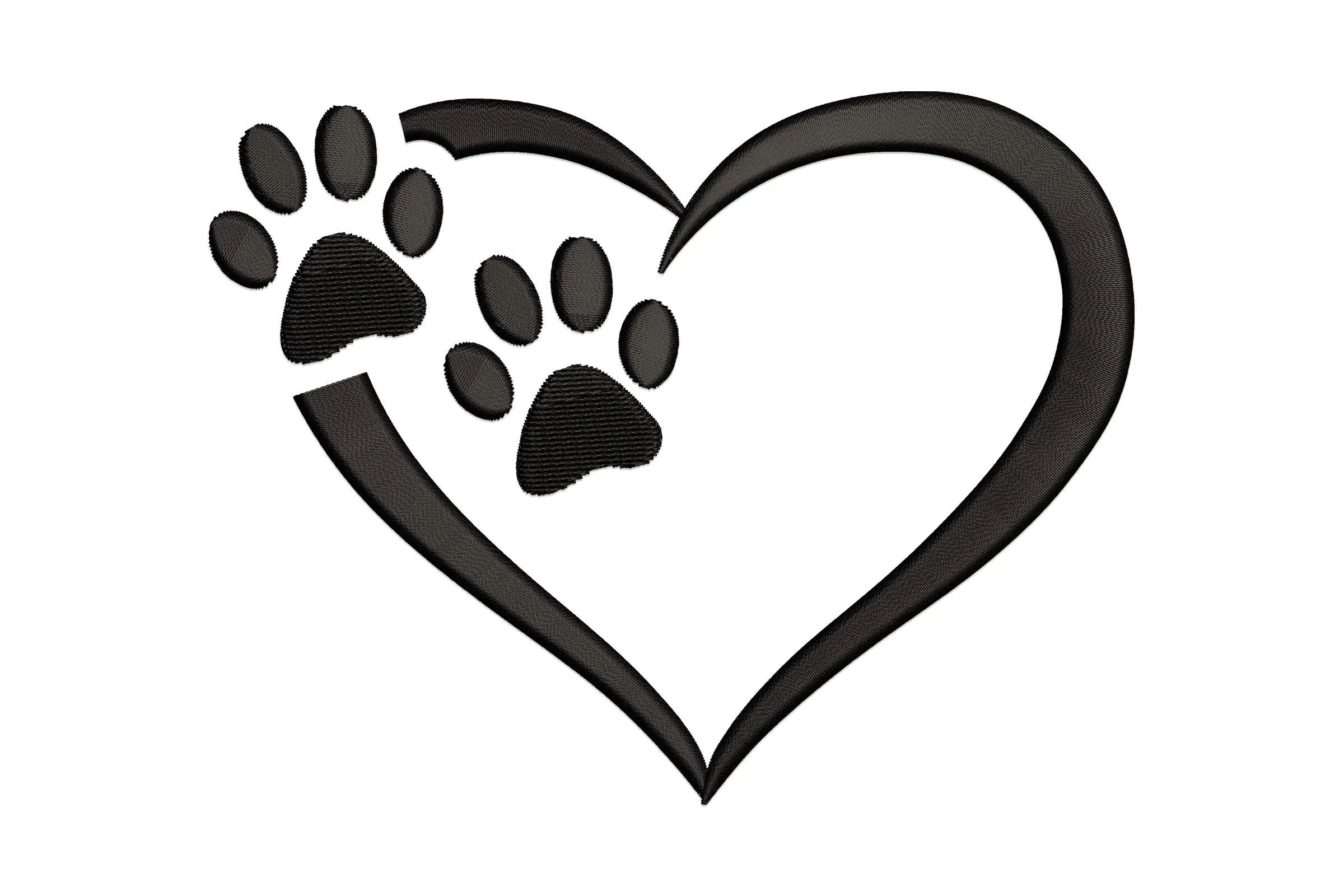 Paw with Heart Embroidery File