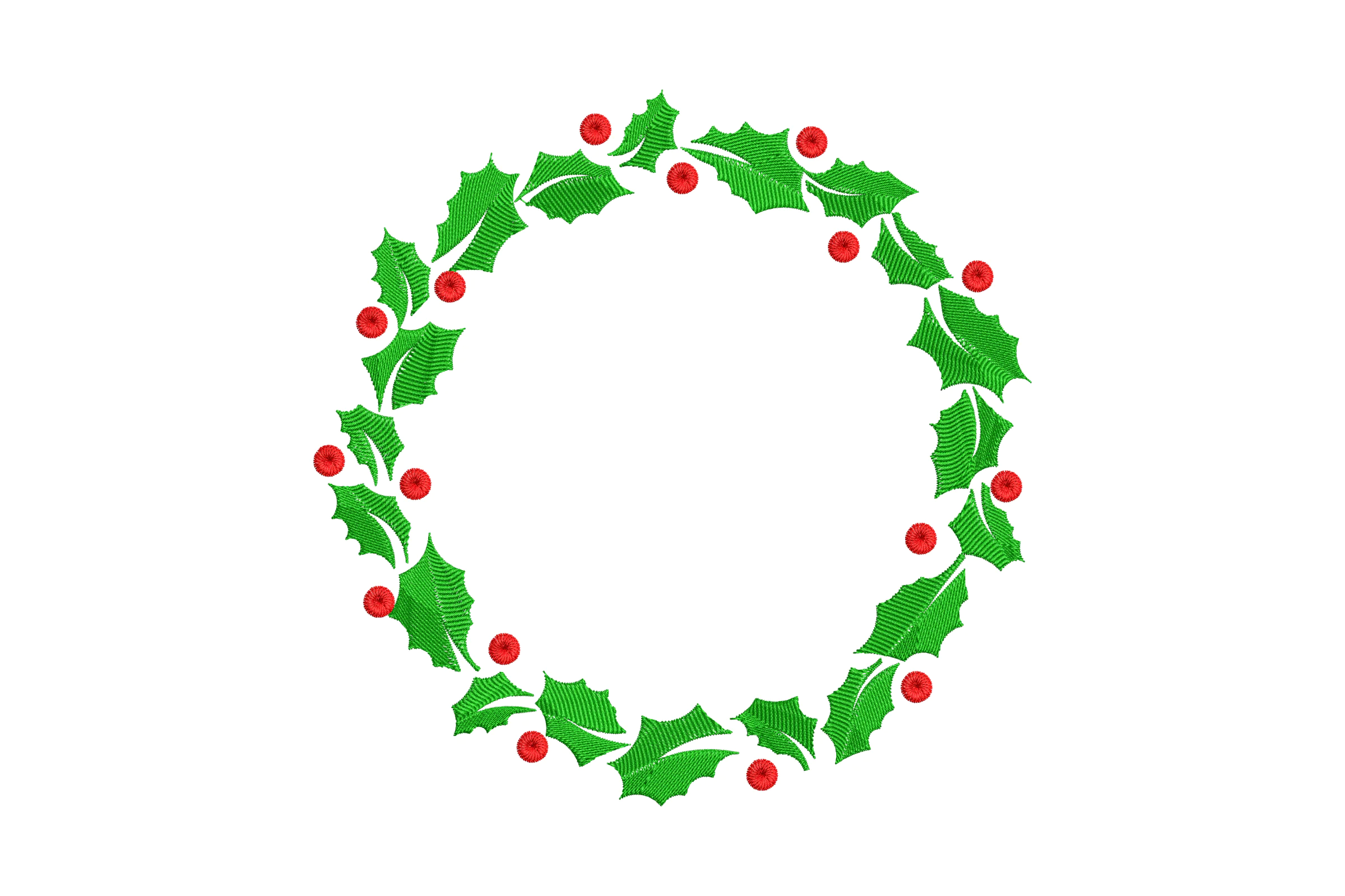 Christmas Mistletoe  Wreath Embroidery Design