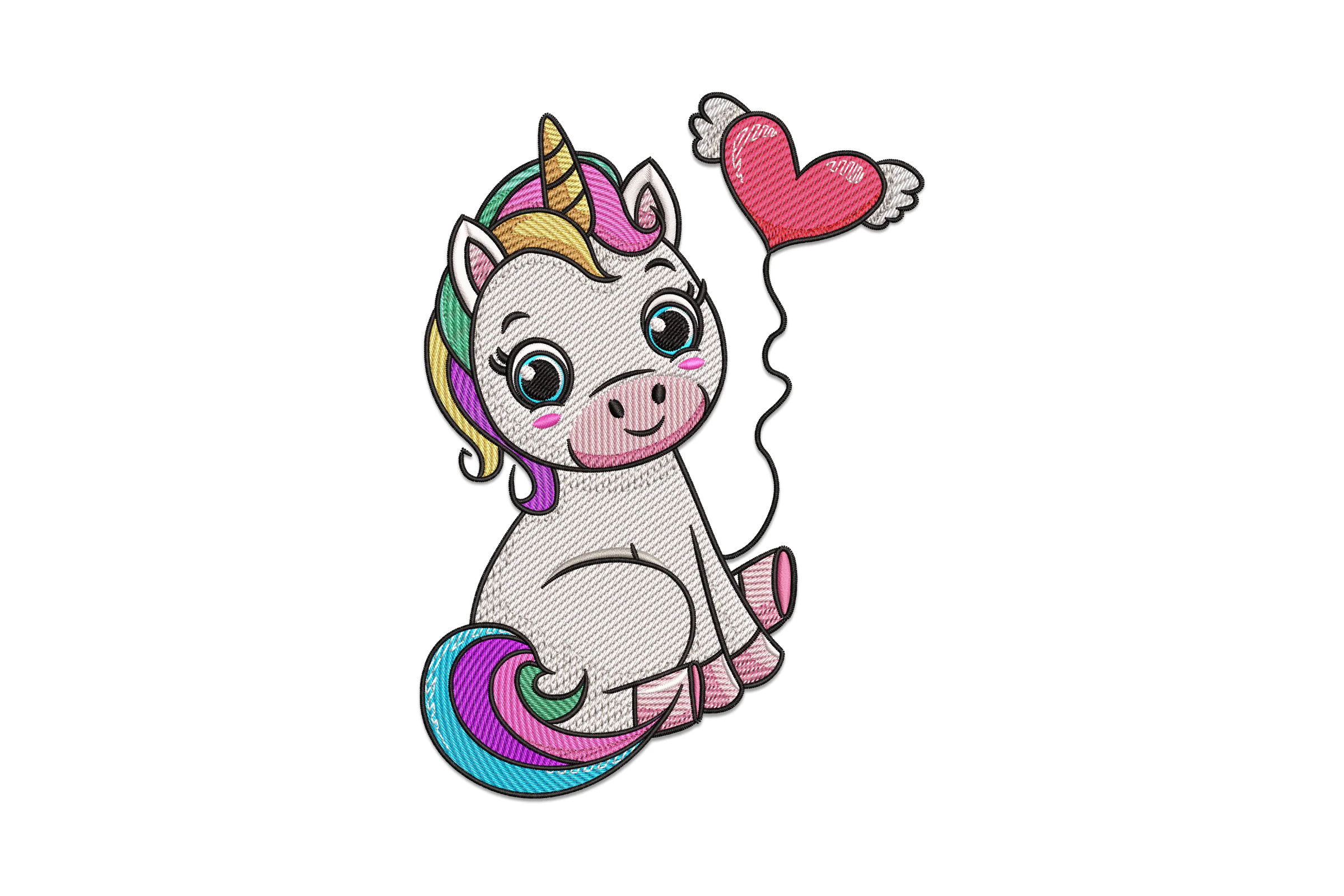 Cute Unicorn Balloon Embroidery Design File