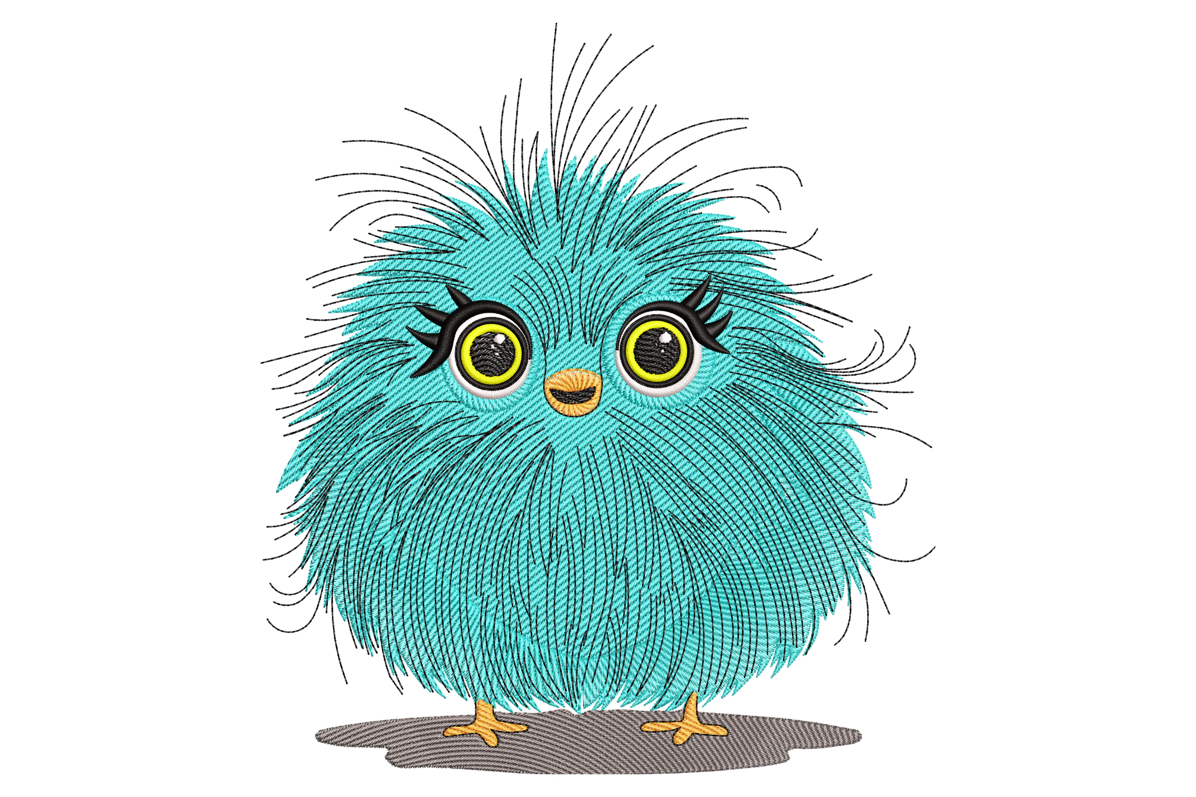 Fluffy Blue Owl Embroidery Design