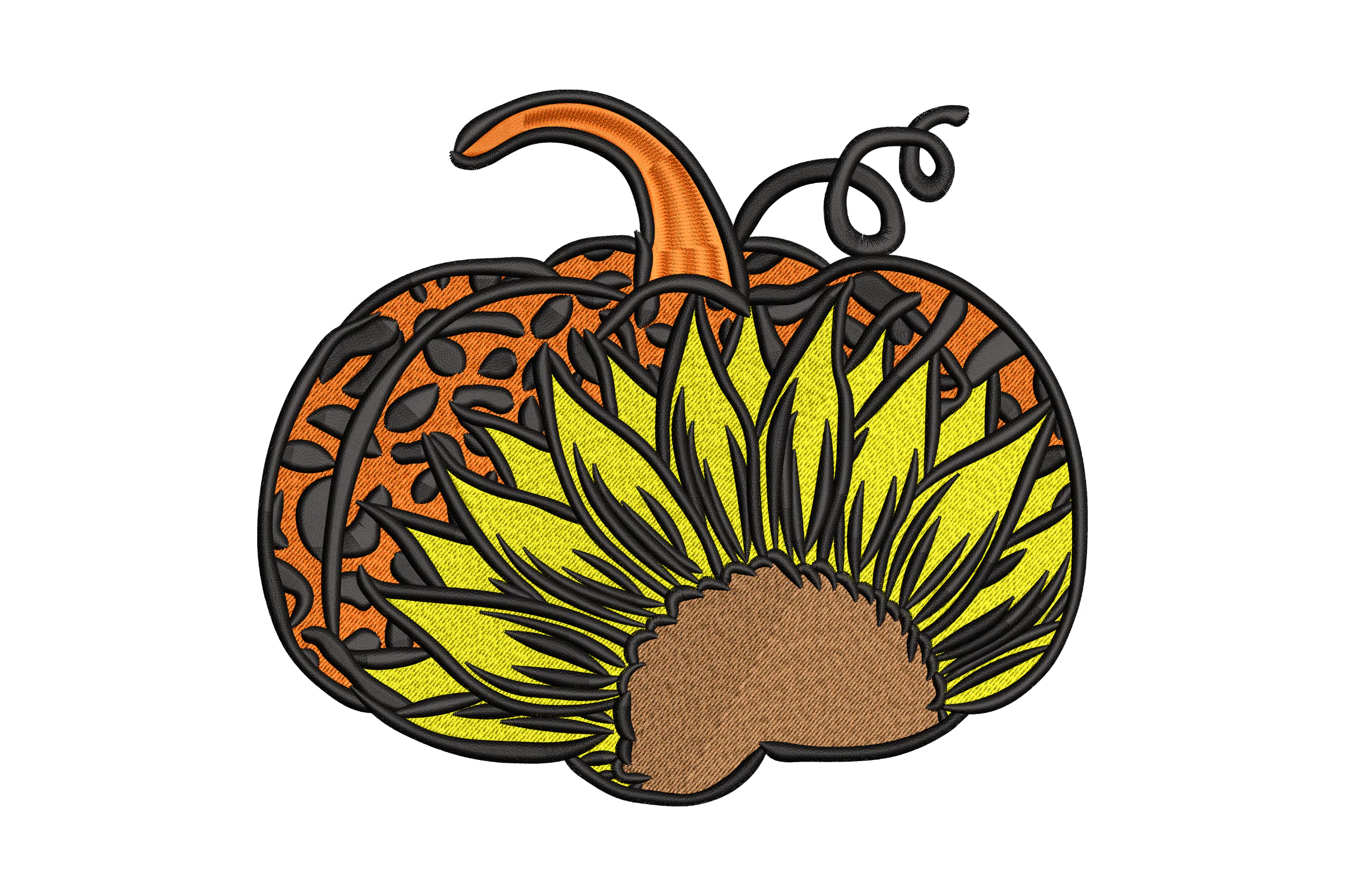 Pumpkin with Sunflower Machine Embroidery Design