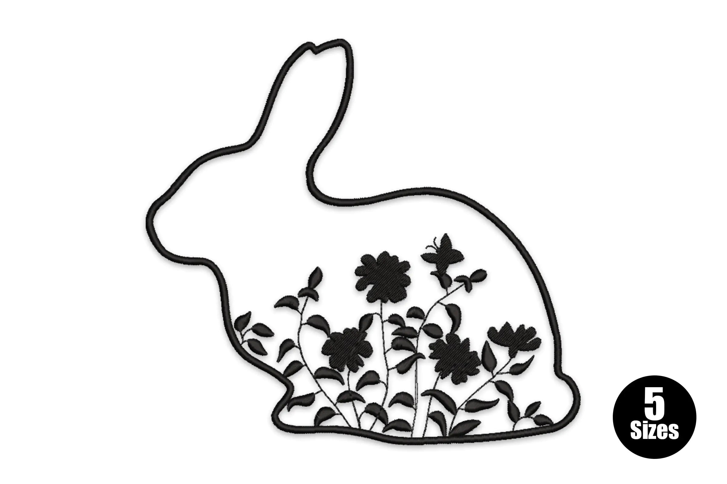 Easter Flower Bunny Embroidery Design File