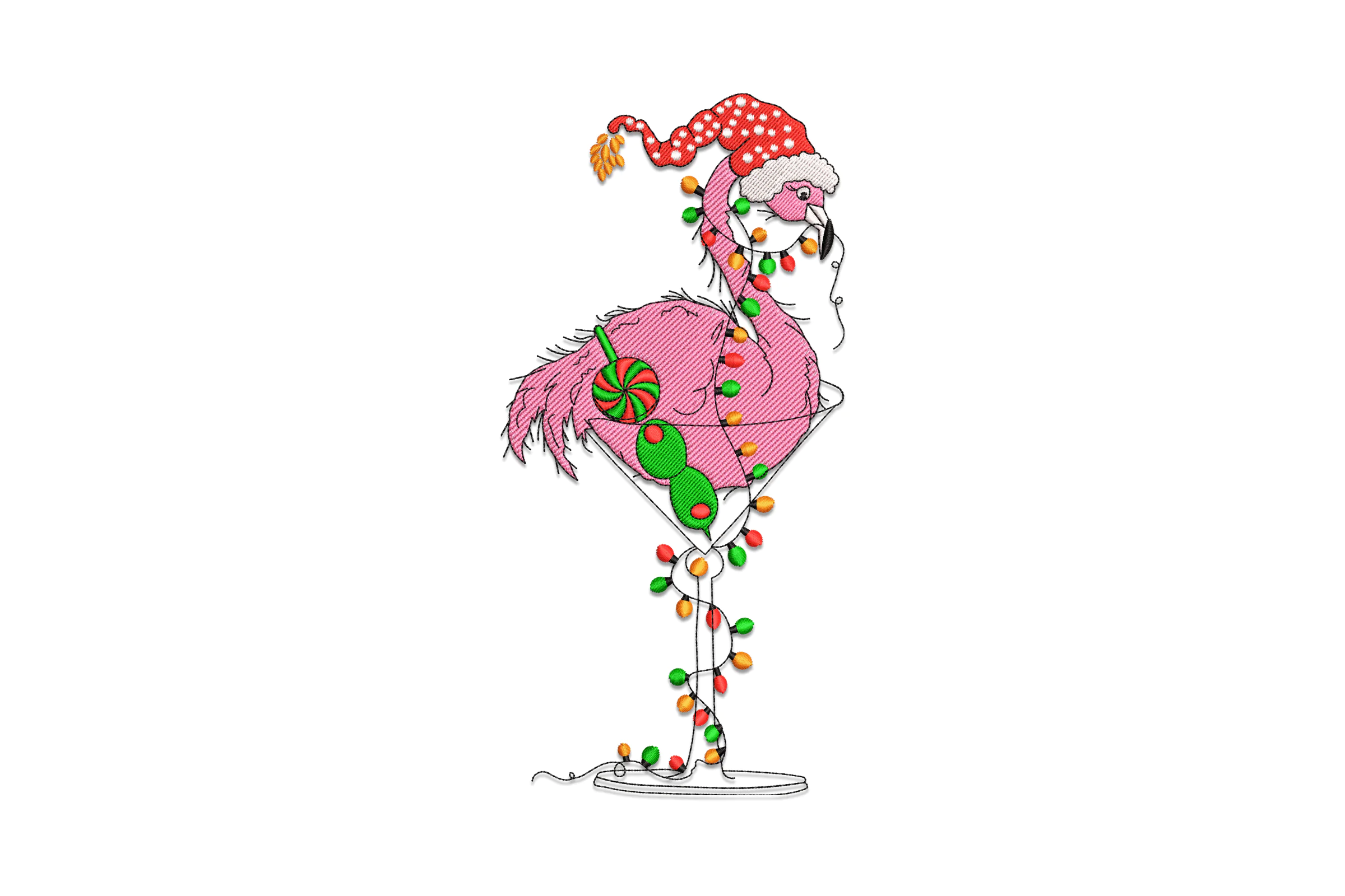 Christmas Flamingo Digital Embroidery Design