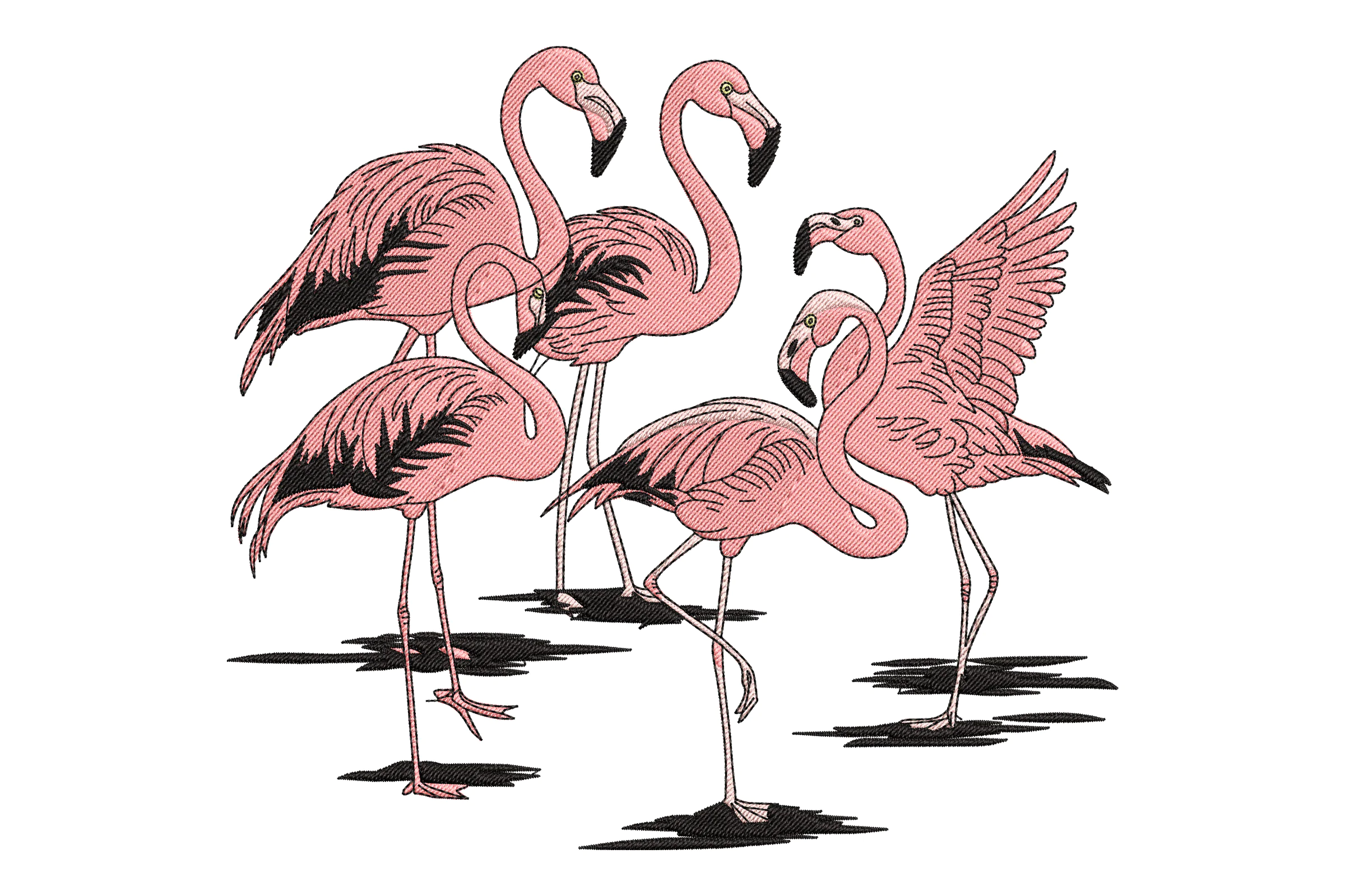 Graceful Flamingos Embroidery Design