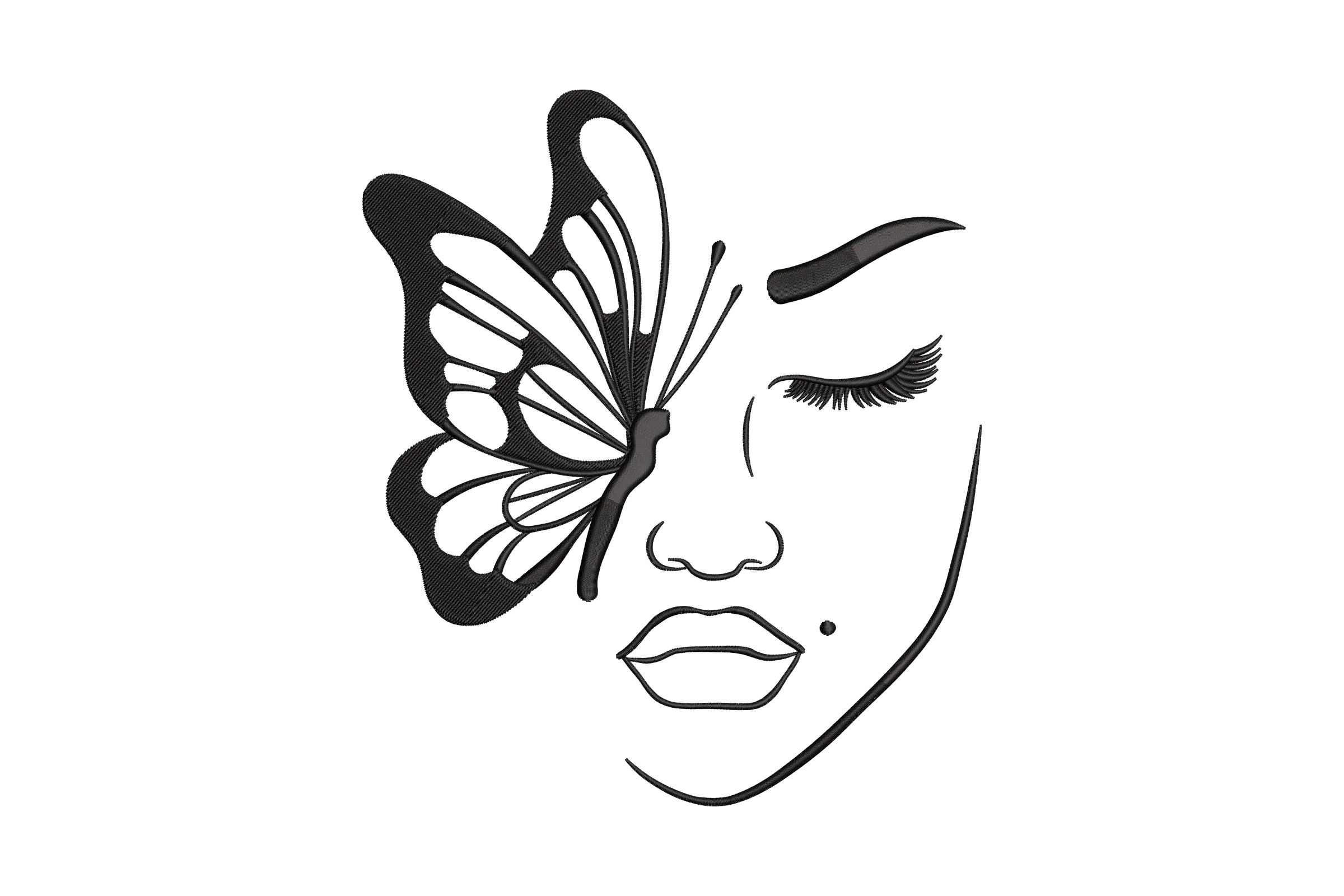 Girl and butterflies Embroidery Design