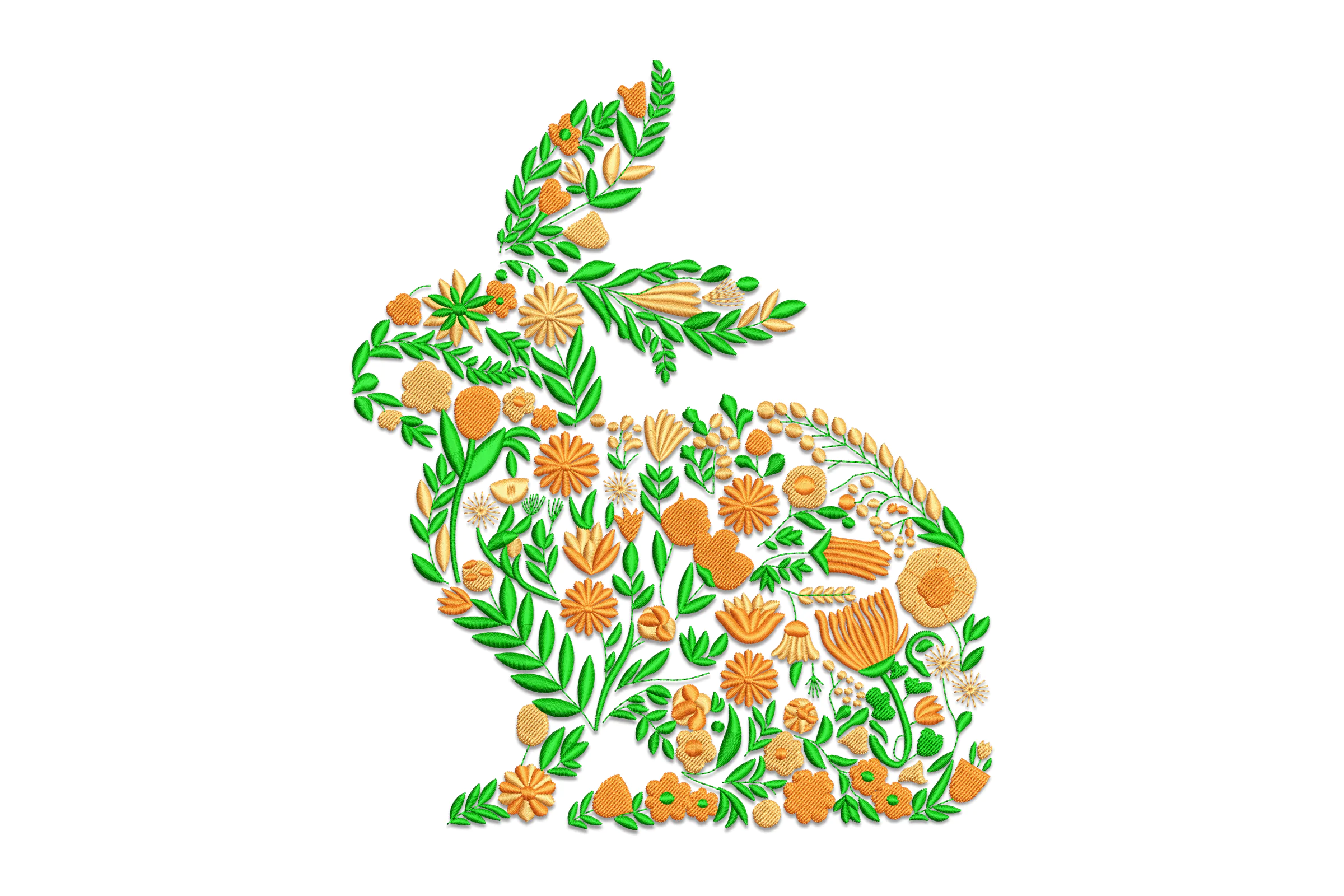 Floral Bunny Machine Embroidery Design