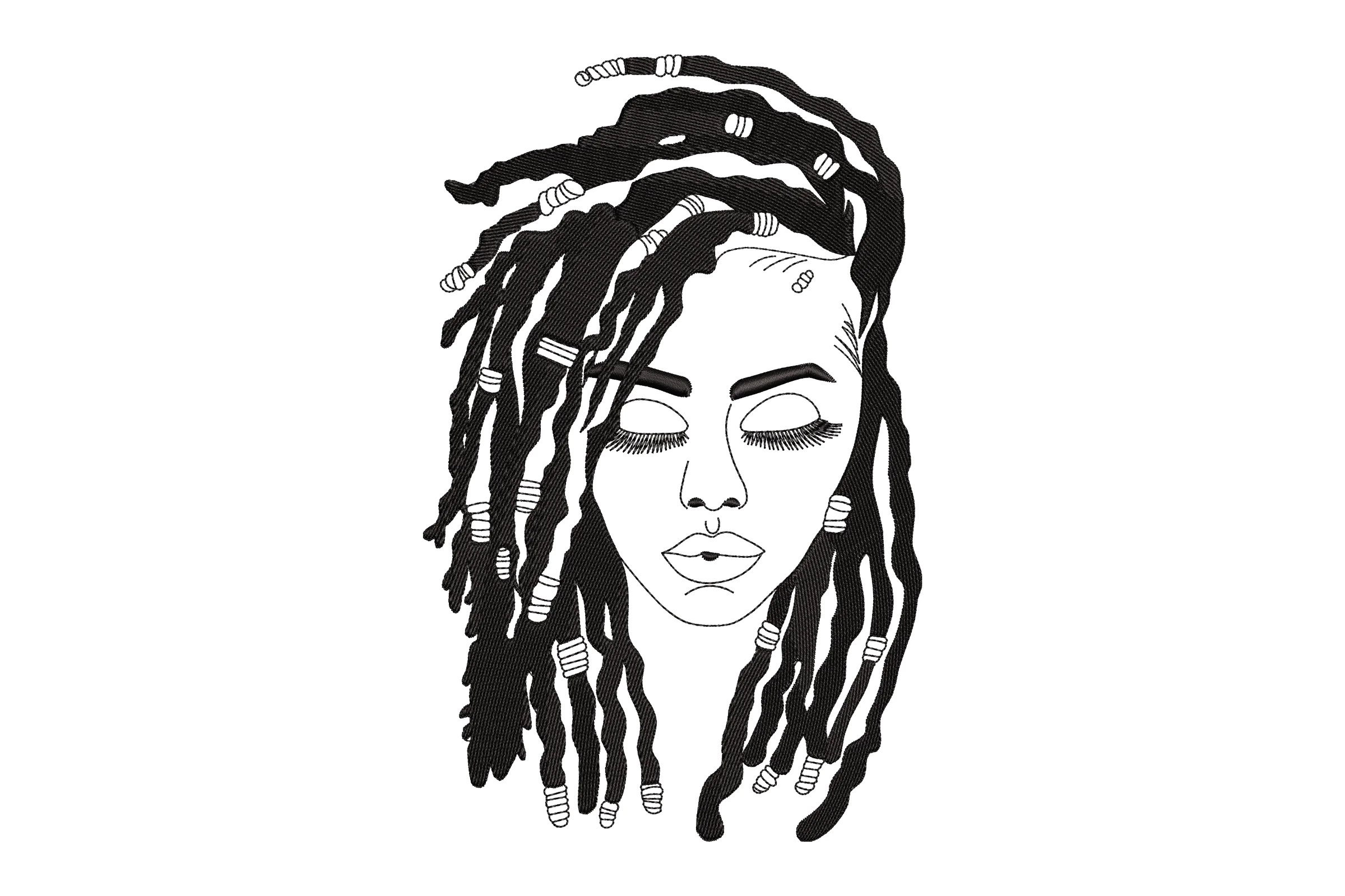 Dreadlocks Woman Embroidery Design