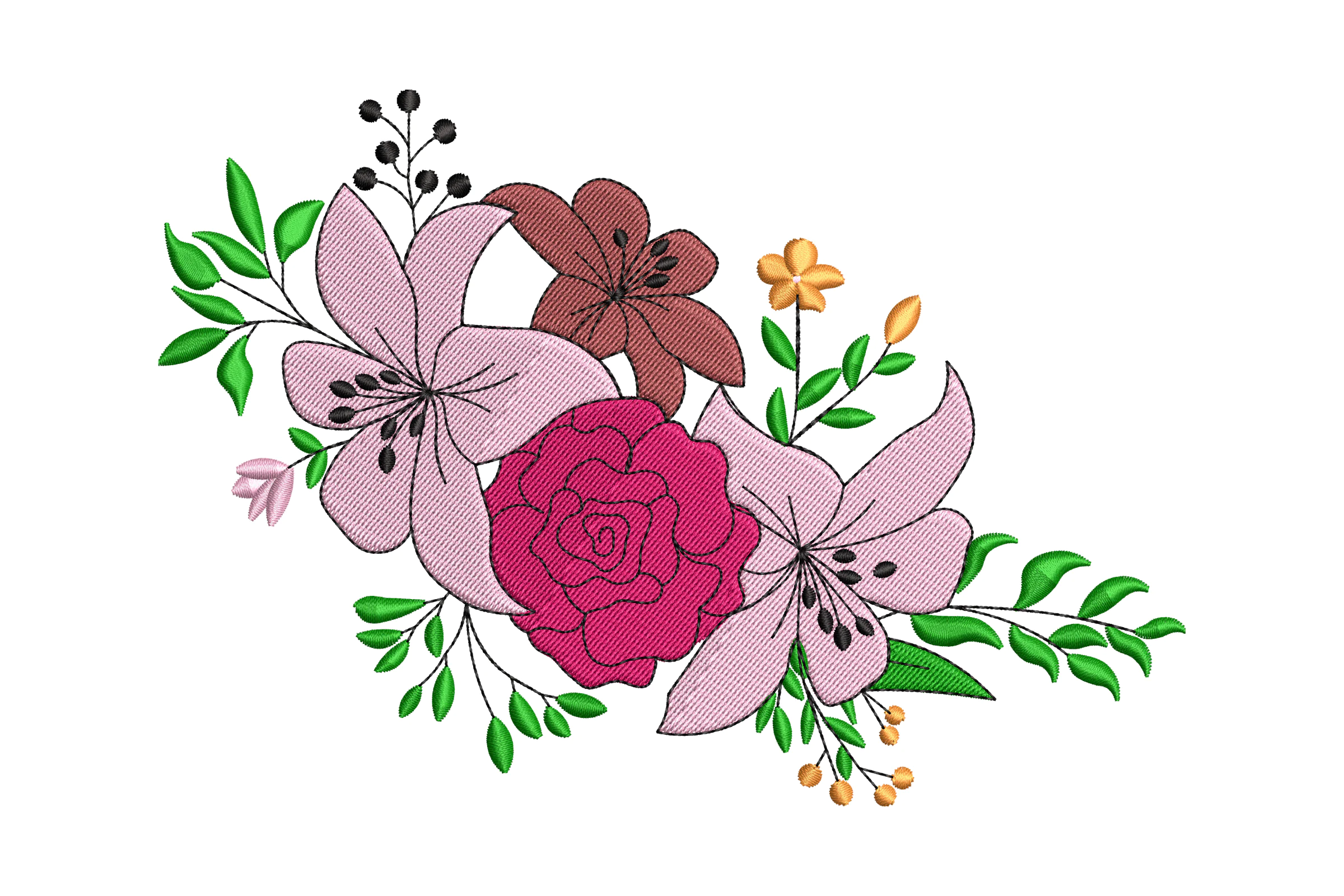 Lily Flowers - Machine Embroidery Design