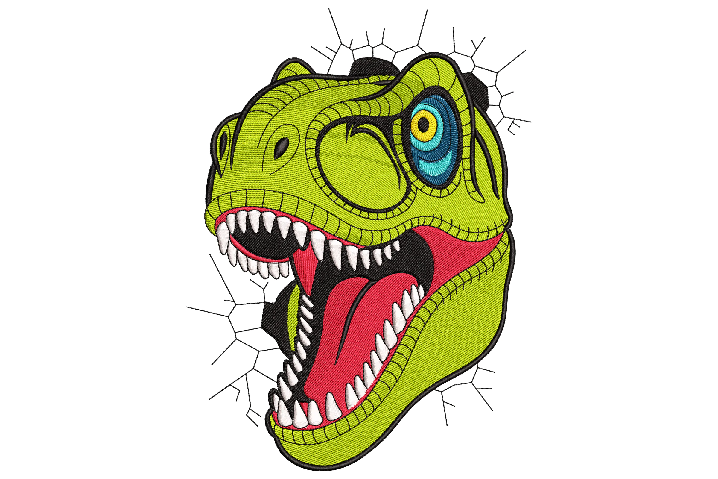 T-Rex Dinosaur Head Embroidery Design