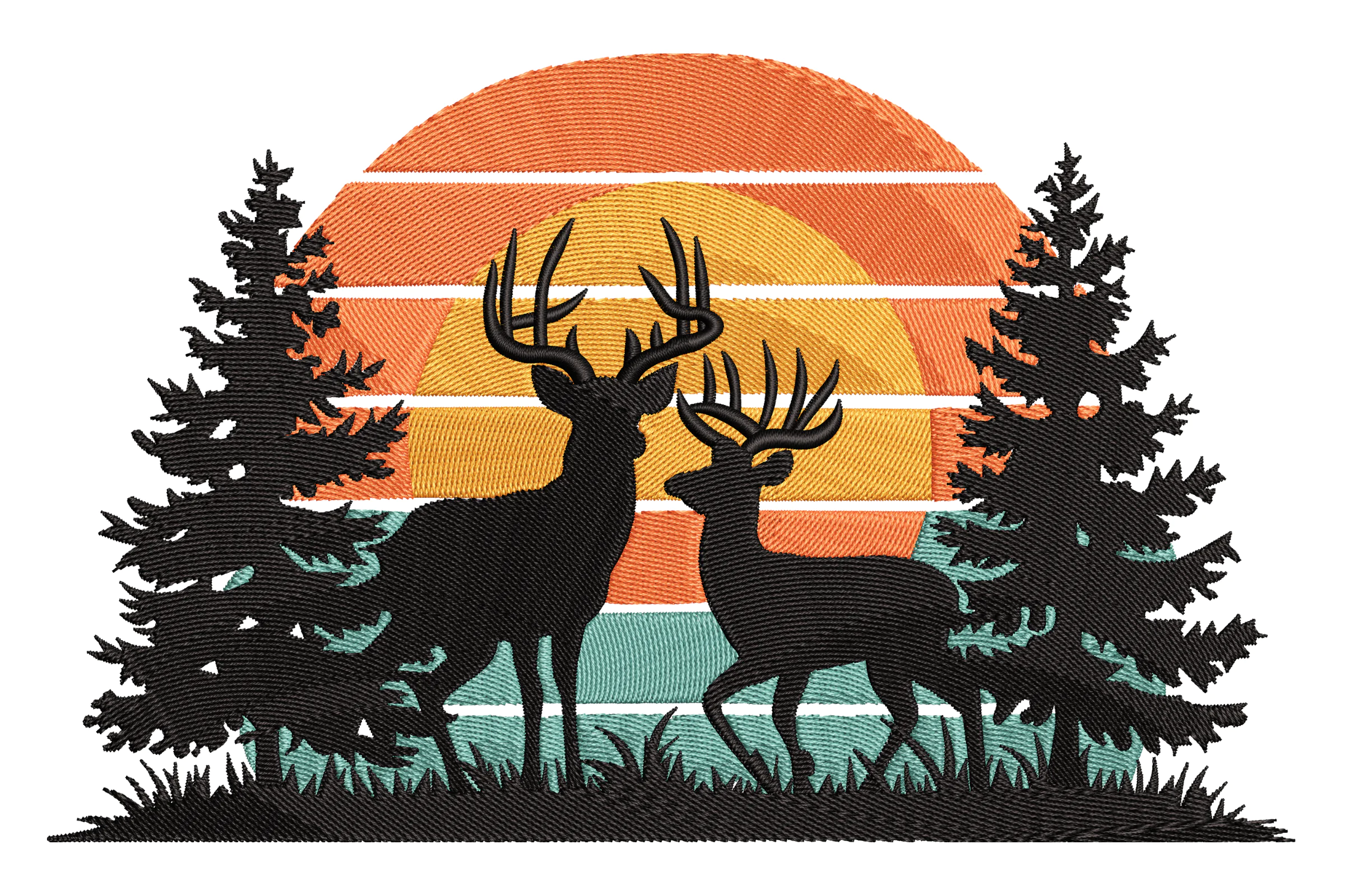 Deer Silhouette Embroidery Design
