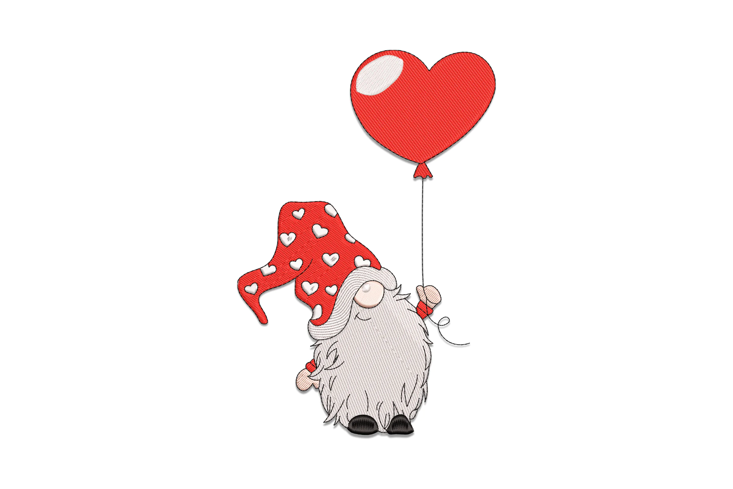 Valentine's Day Gnome with a Balloon Embroidery Design