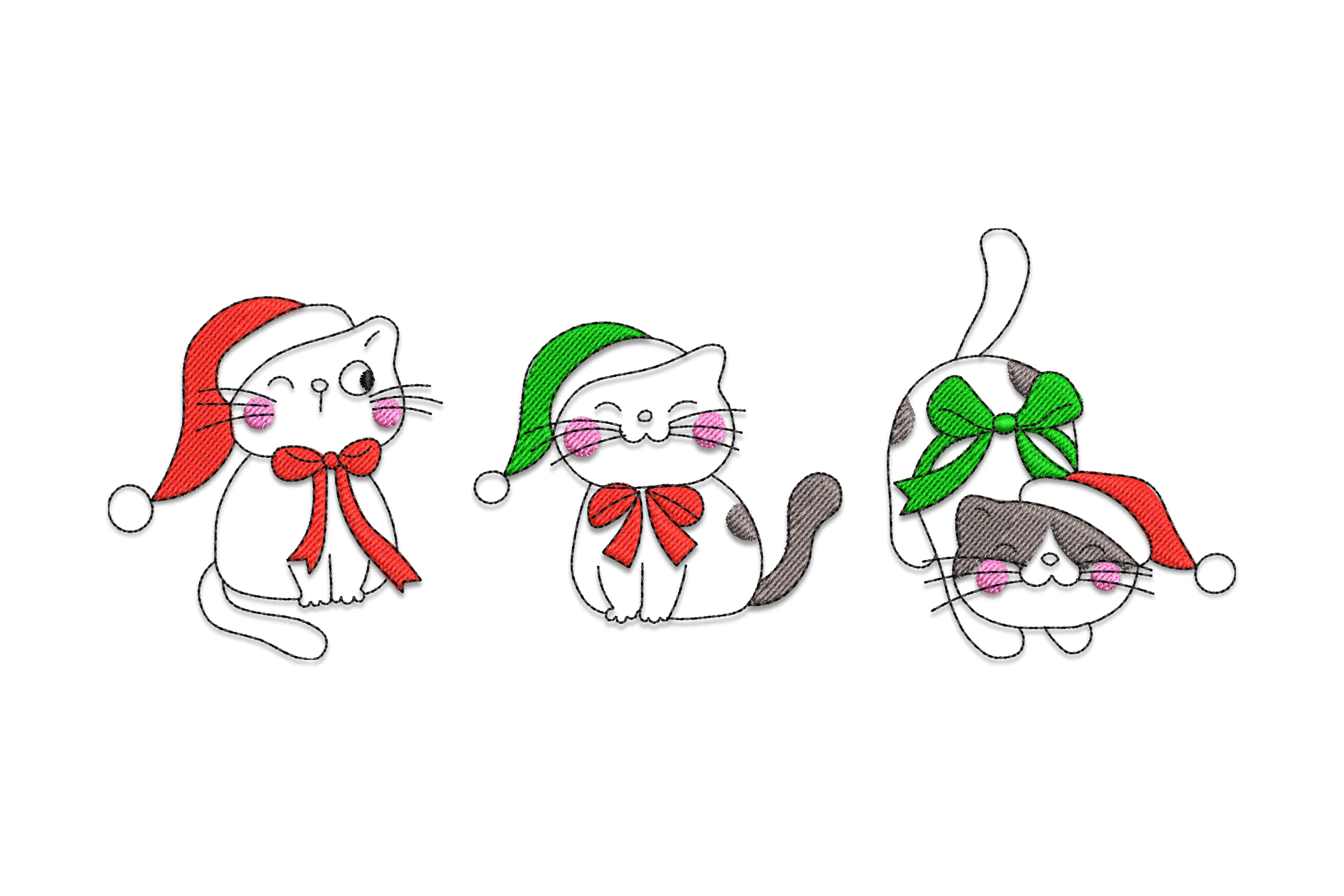 Christmas Cats Applique Embroidery Design