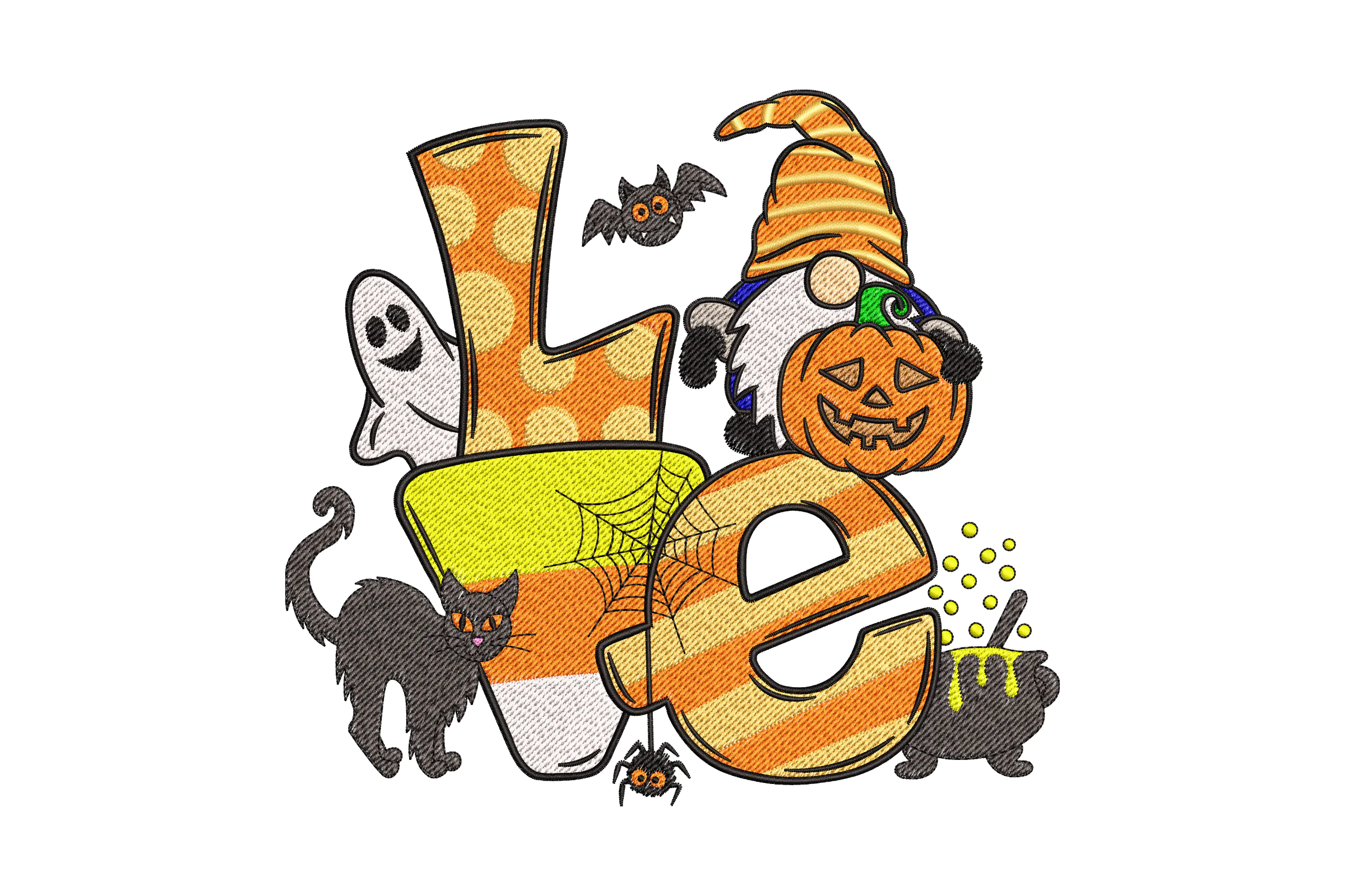 Love Halloween Gnome Embroidery Design
