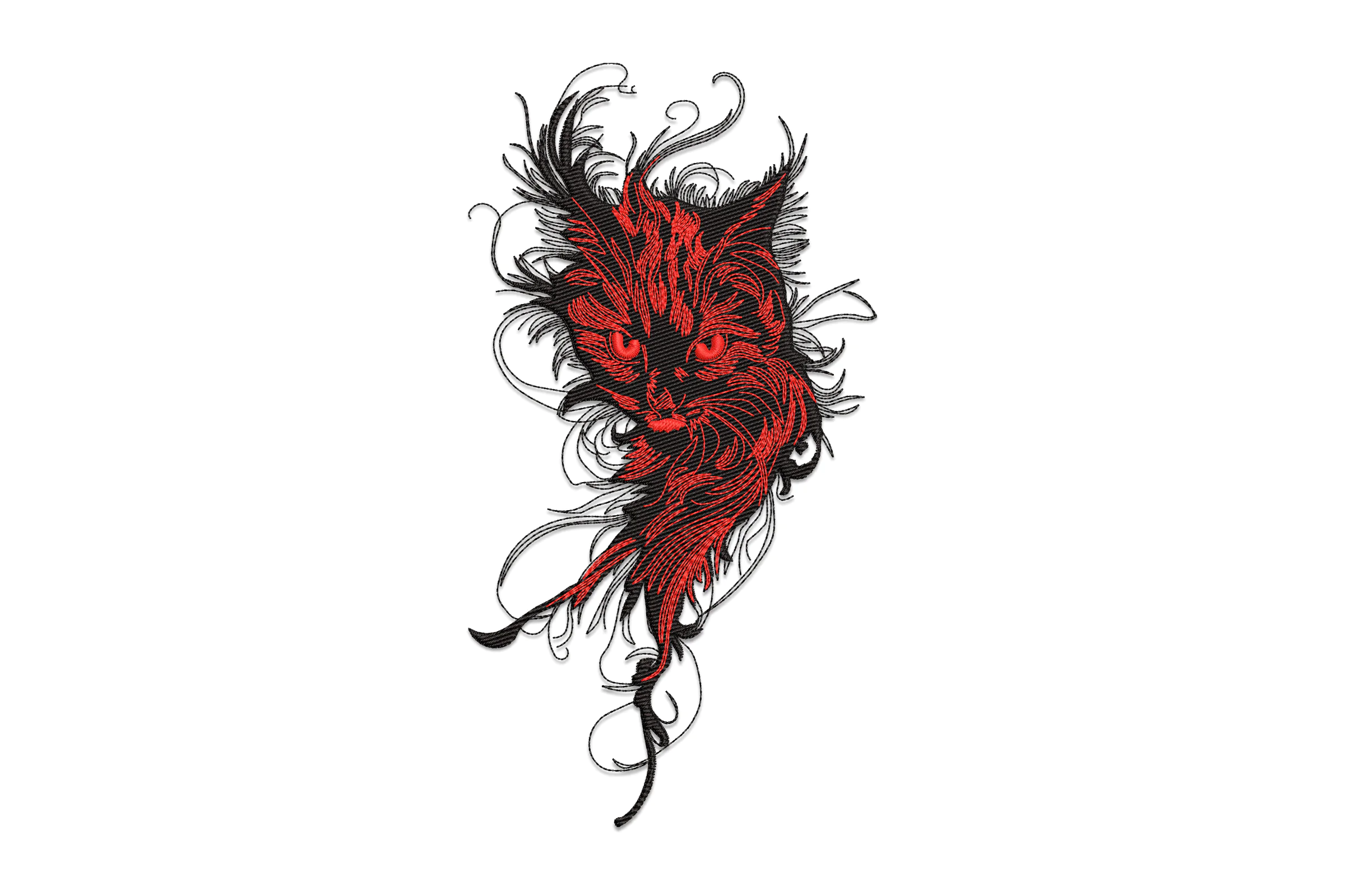 Red Cat Embroidery Design