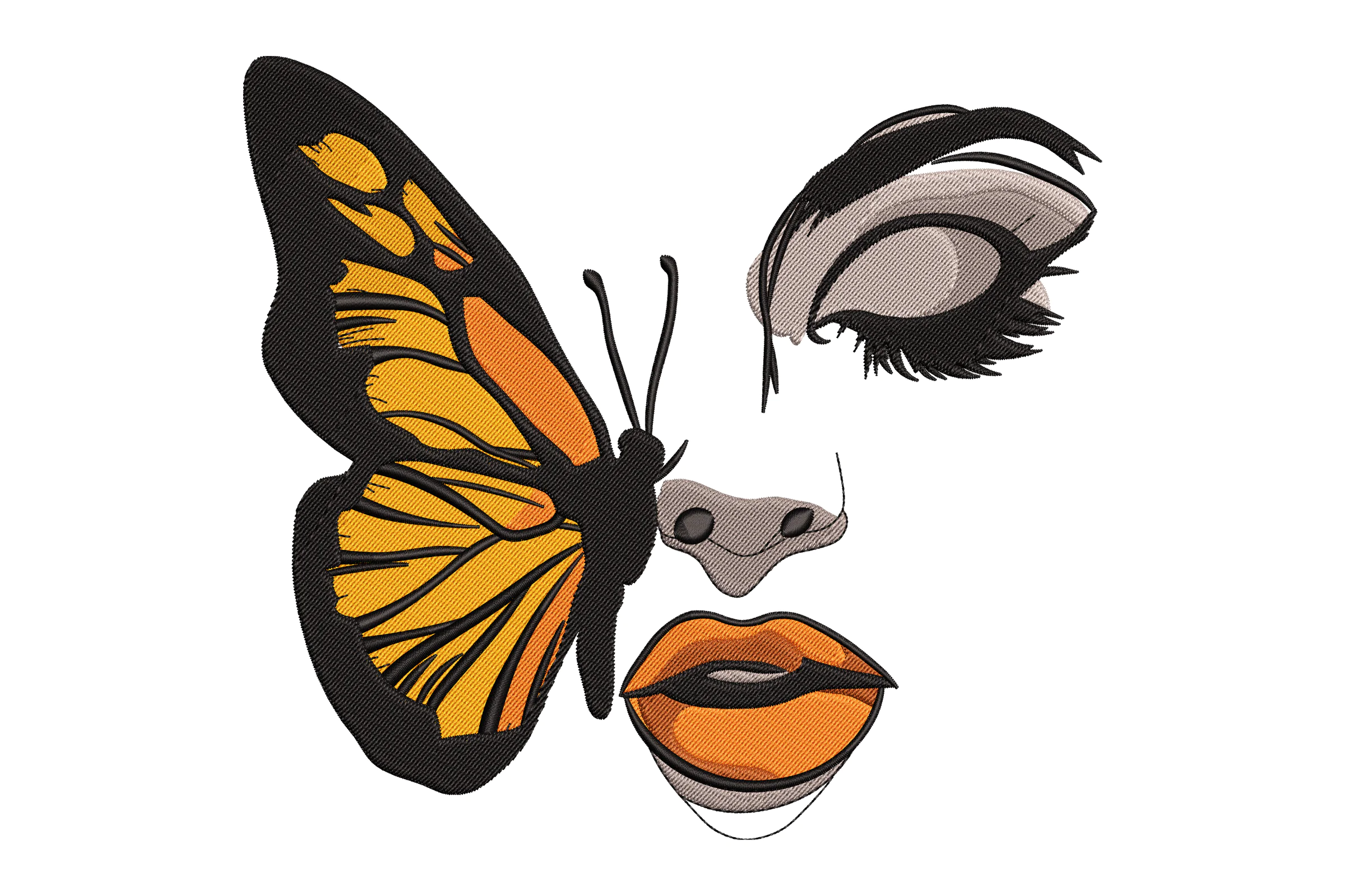 Butterfly Face Art Embroidery Design