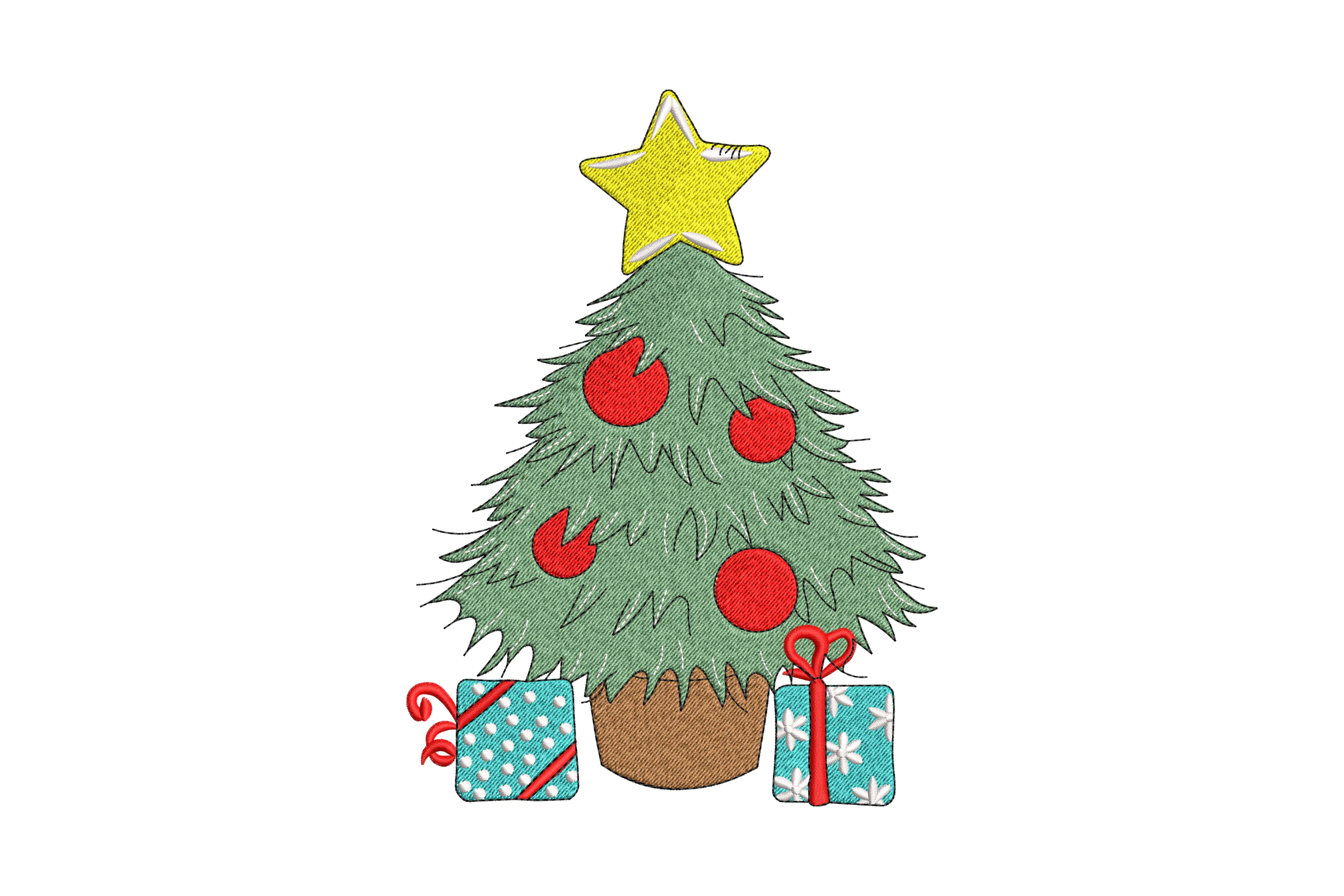 Beautiful Decorative Christmas Tree Embroidery Design