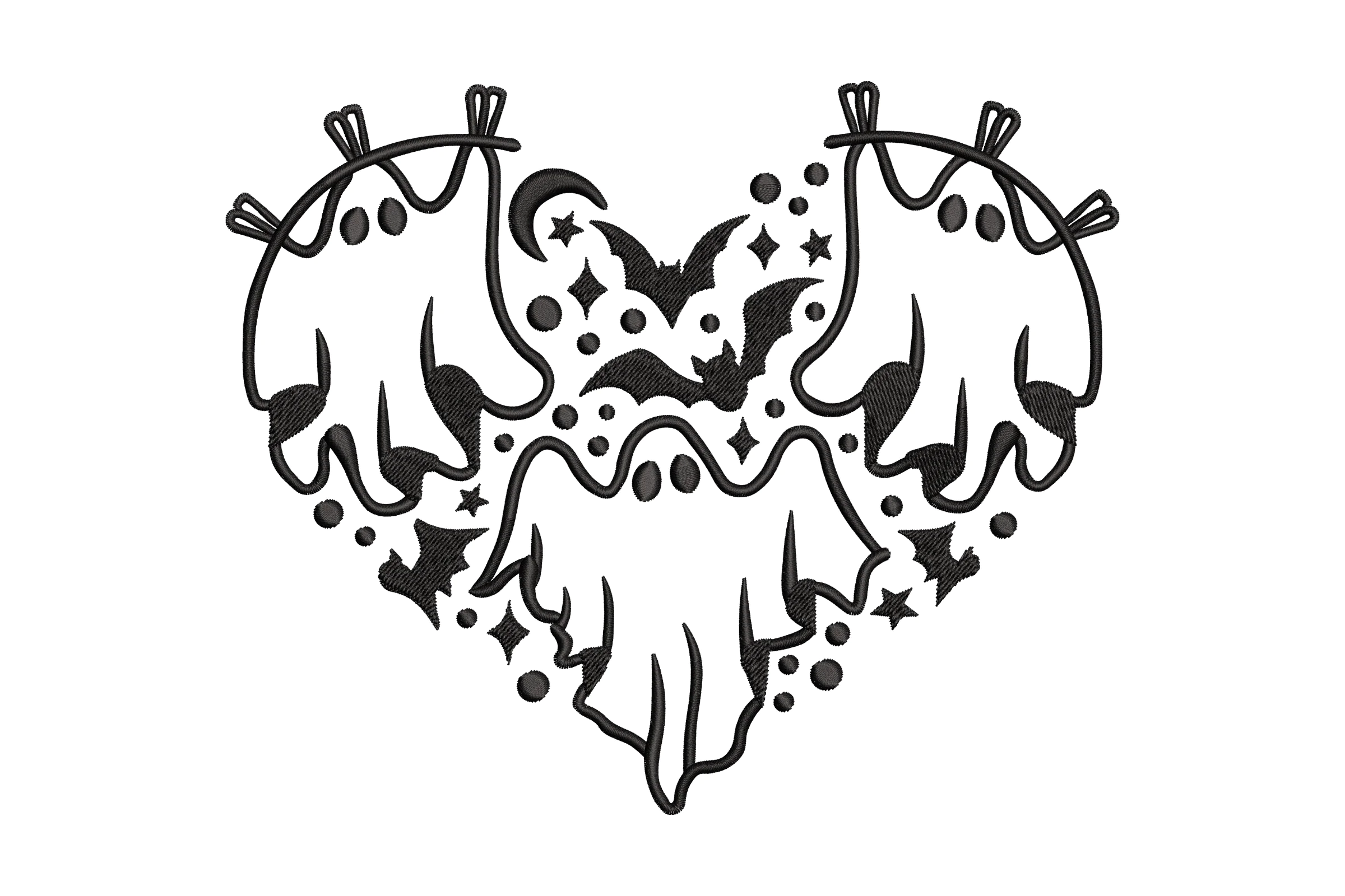 Ghost Heart Embroidery Design