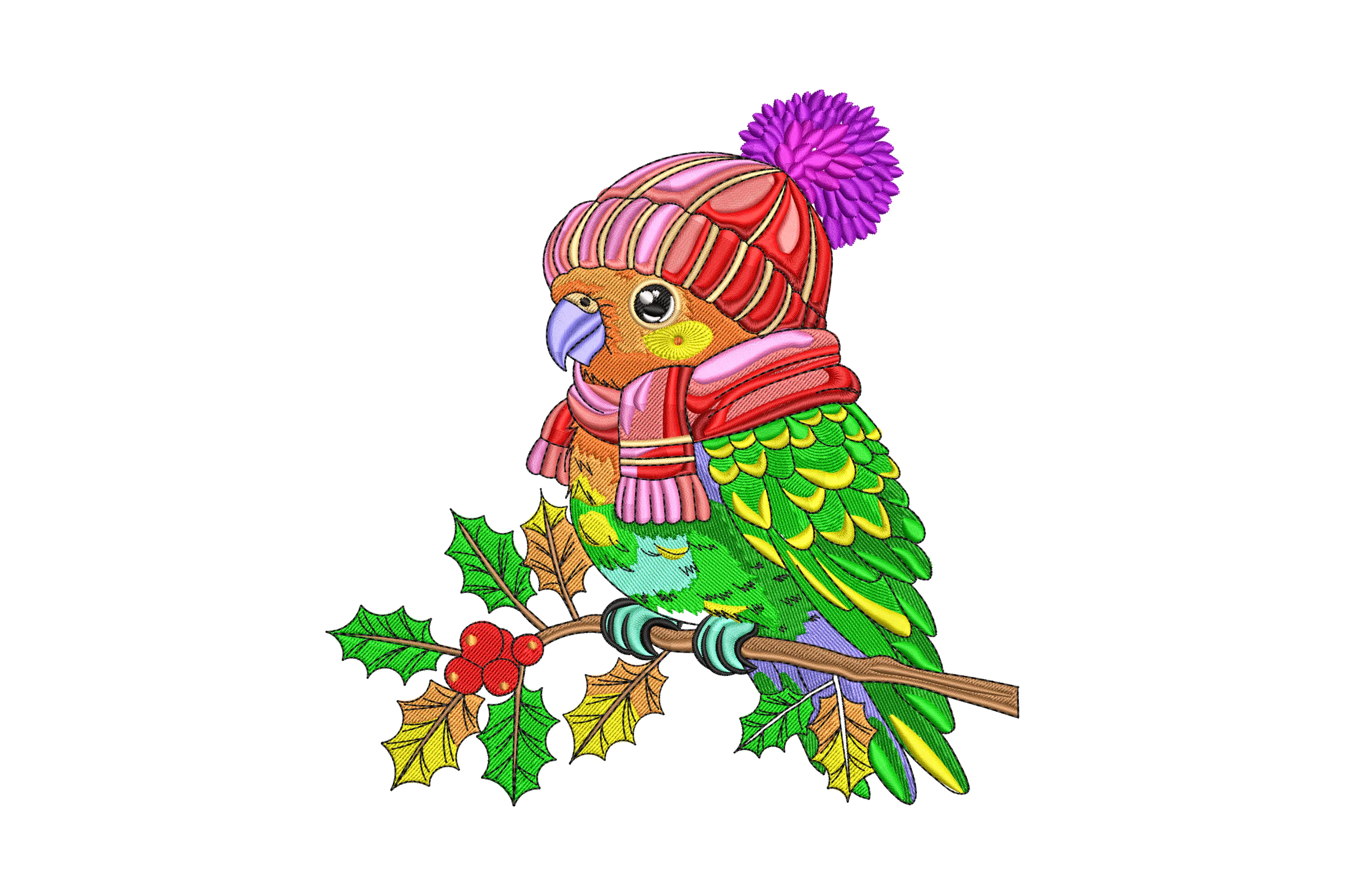 Christmas Bird Embroidery Design