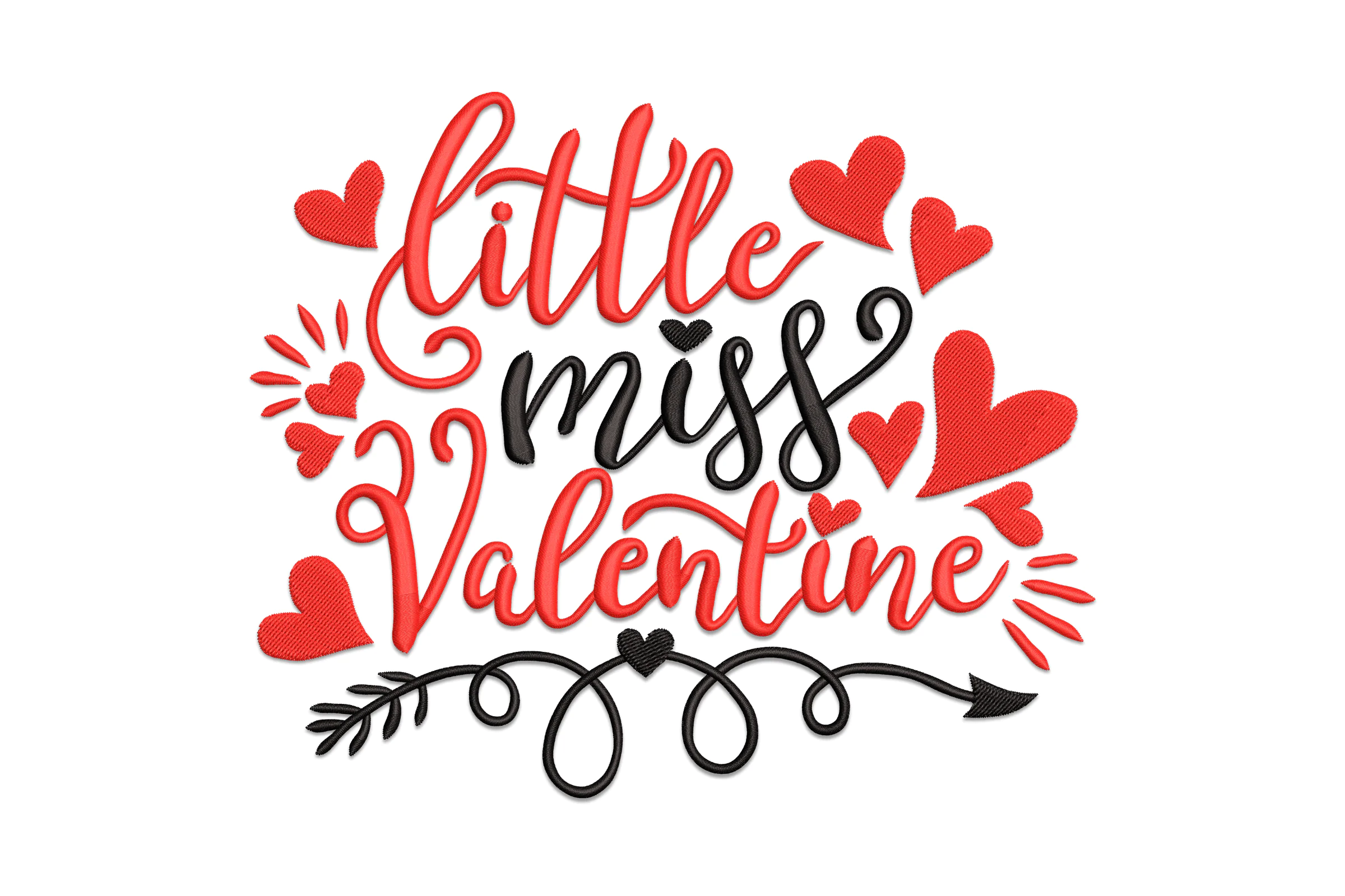 Little Miss Valentine Mini Hearts Embroidery Design