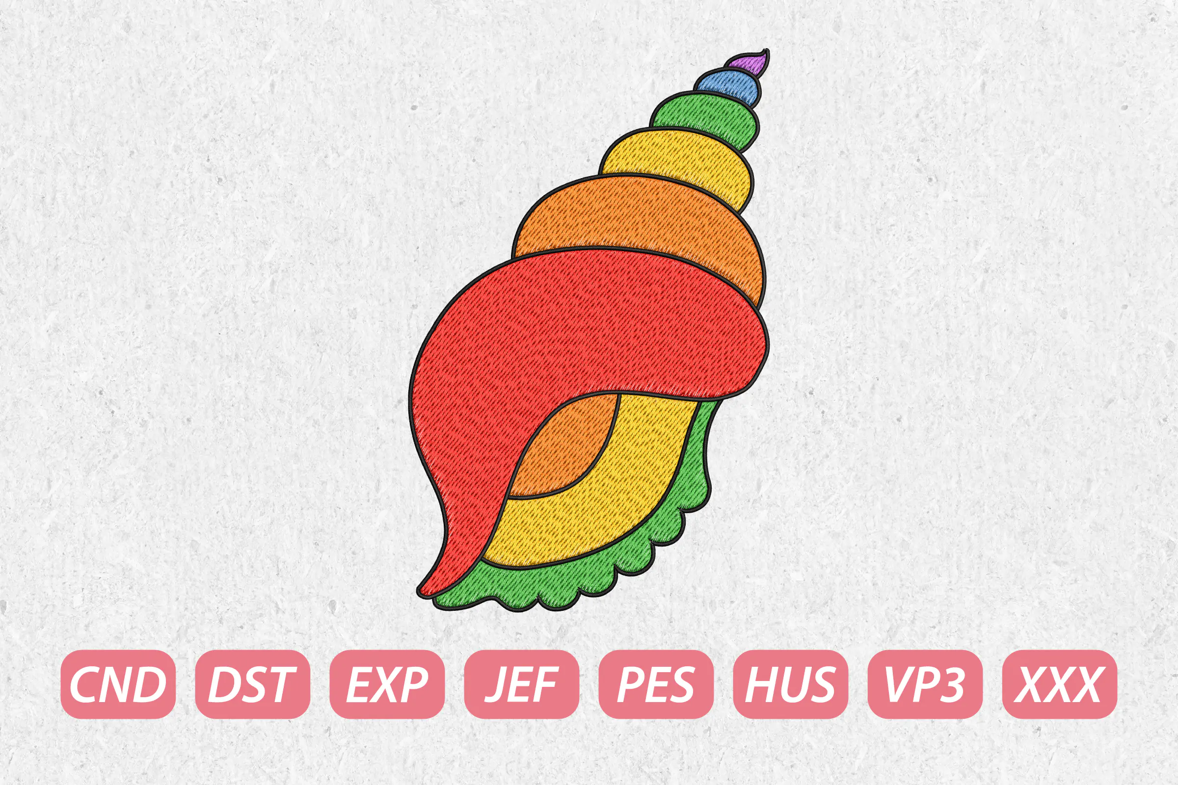 Colorful Seashell Embroidery Design
