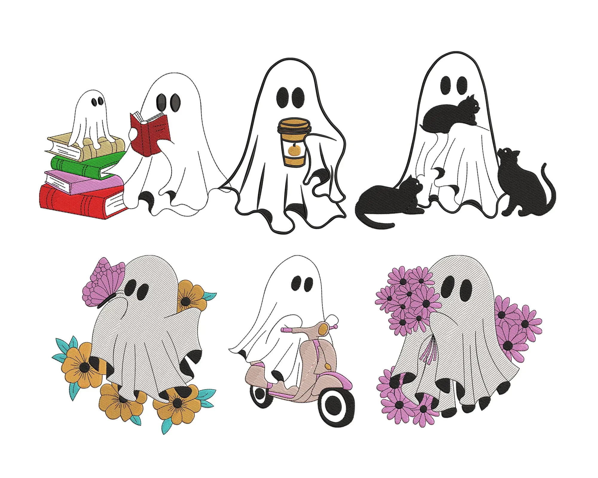 Halloween Ghost Embroidery Design for Halloween. Halloween Machine Embroidery Designs