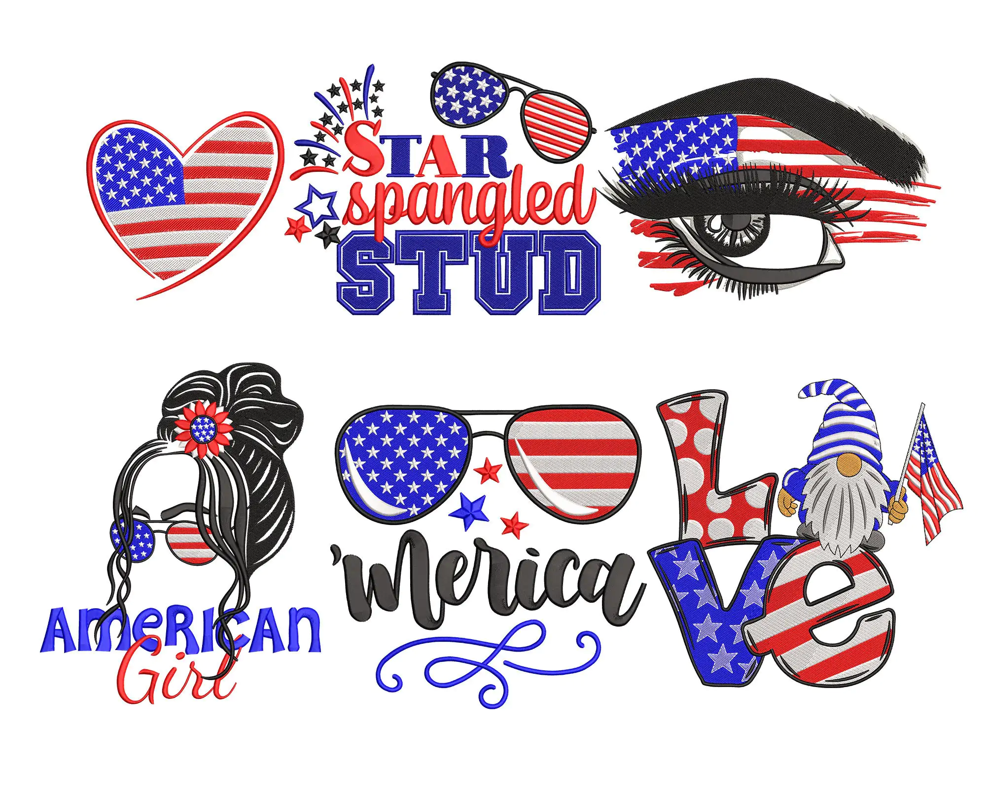 American Embroidery Design , Usa Girl Embroidery file