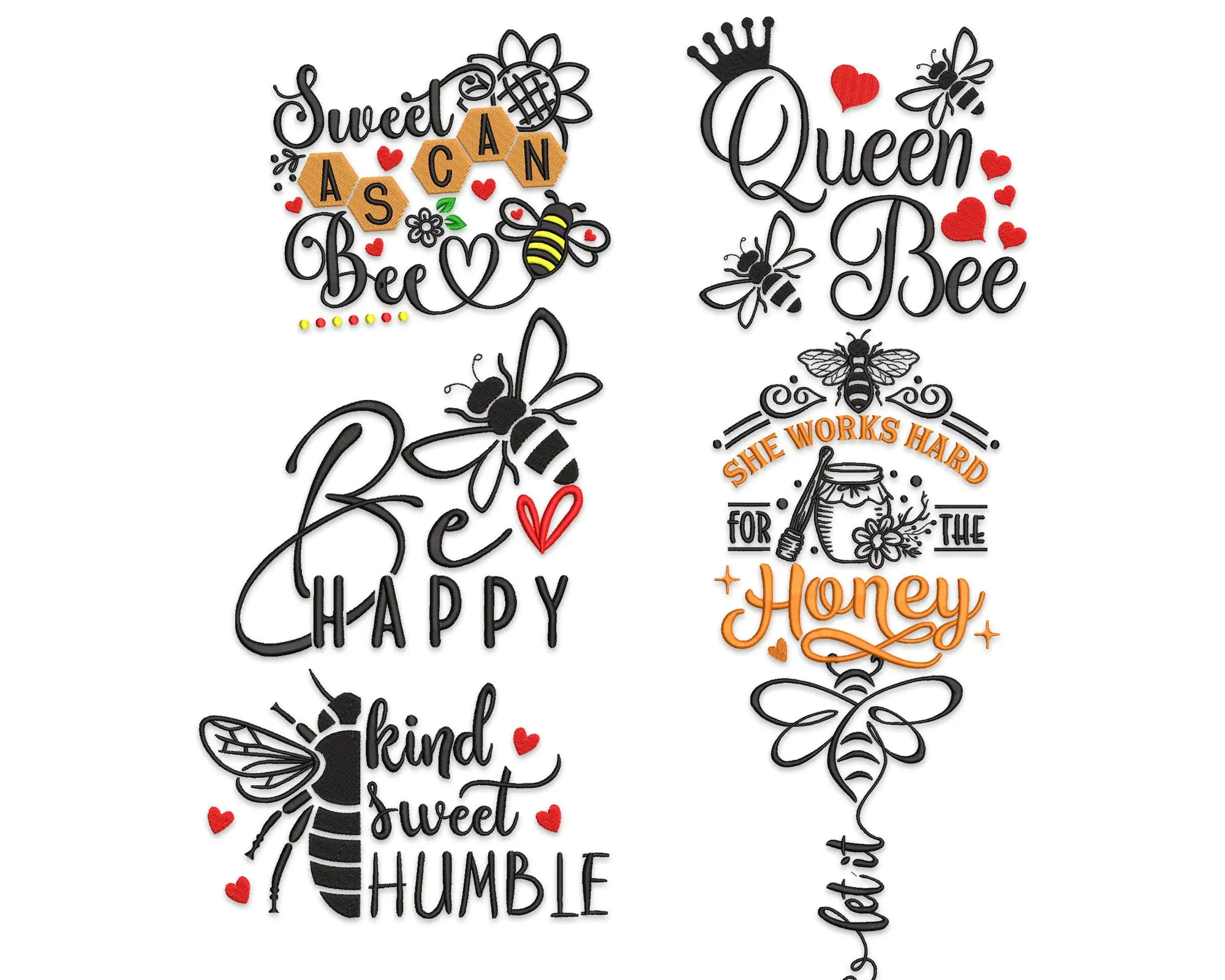 Bees Phrases Machine Embroidery Designs. Bee quote embroidery designs