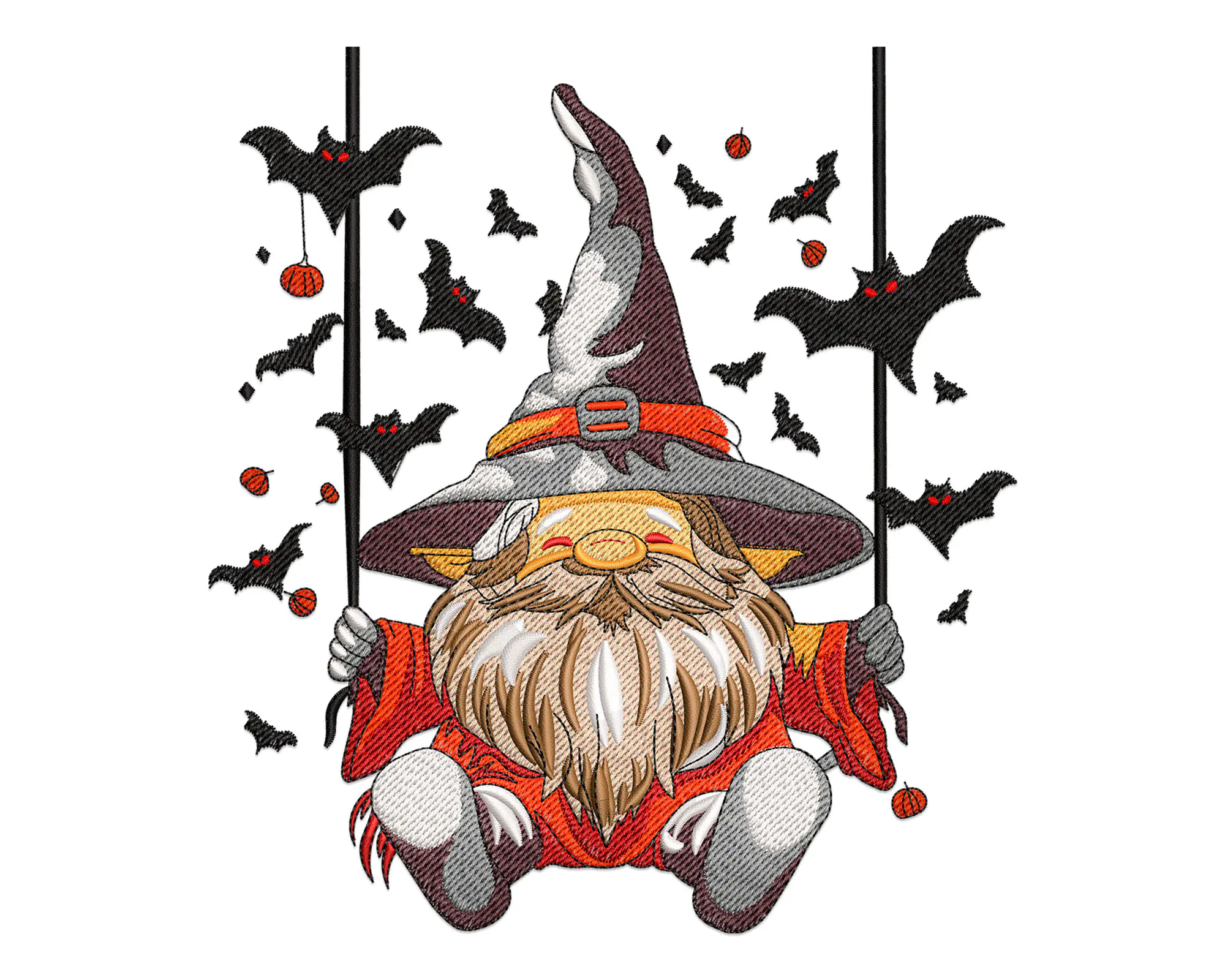 Halloween Gnome Embroidery Design. 5 sizes, Instant Download