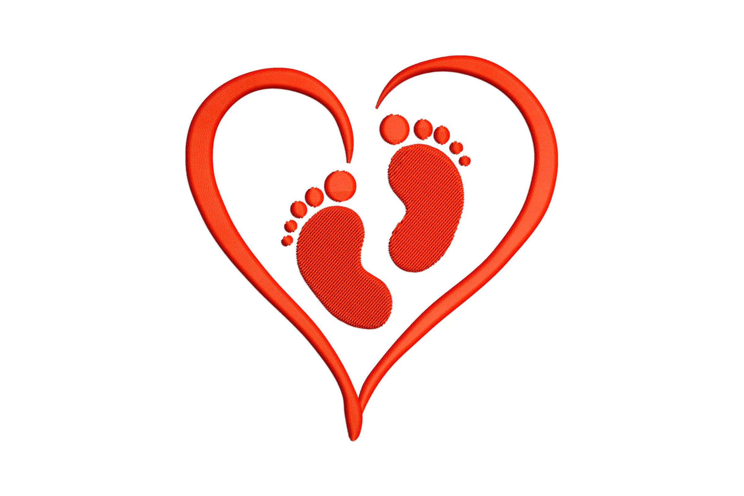 Baby Footprints with Heart Embroidery Design