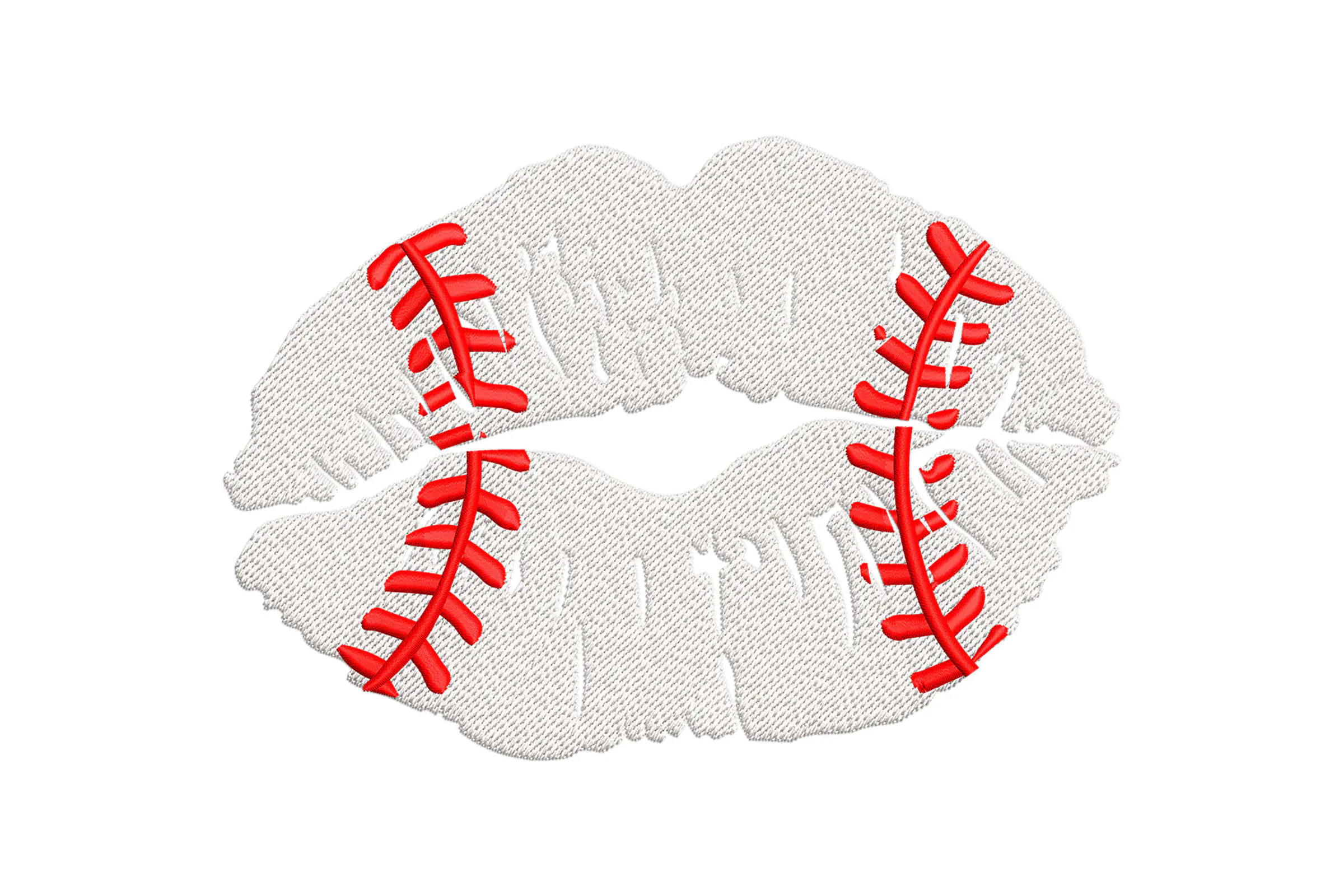 Baseball Lips Embroidery Design