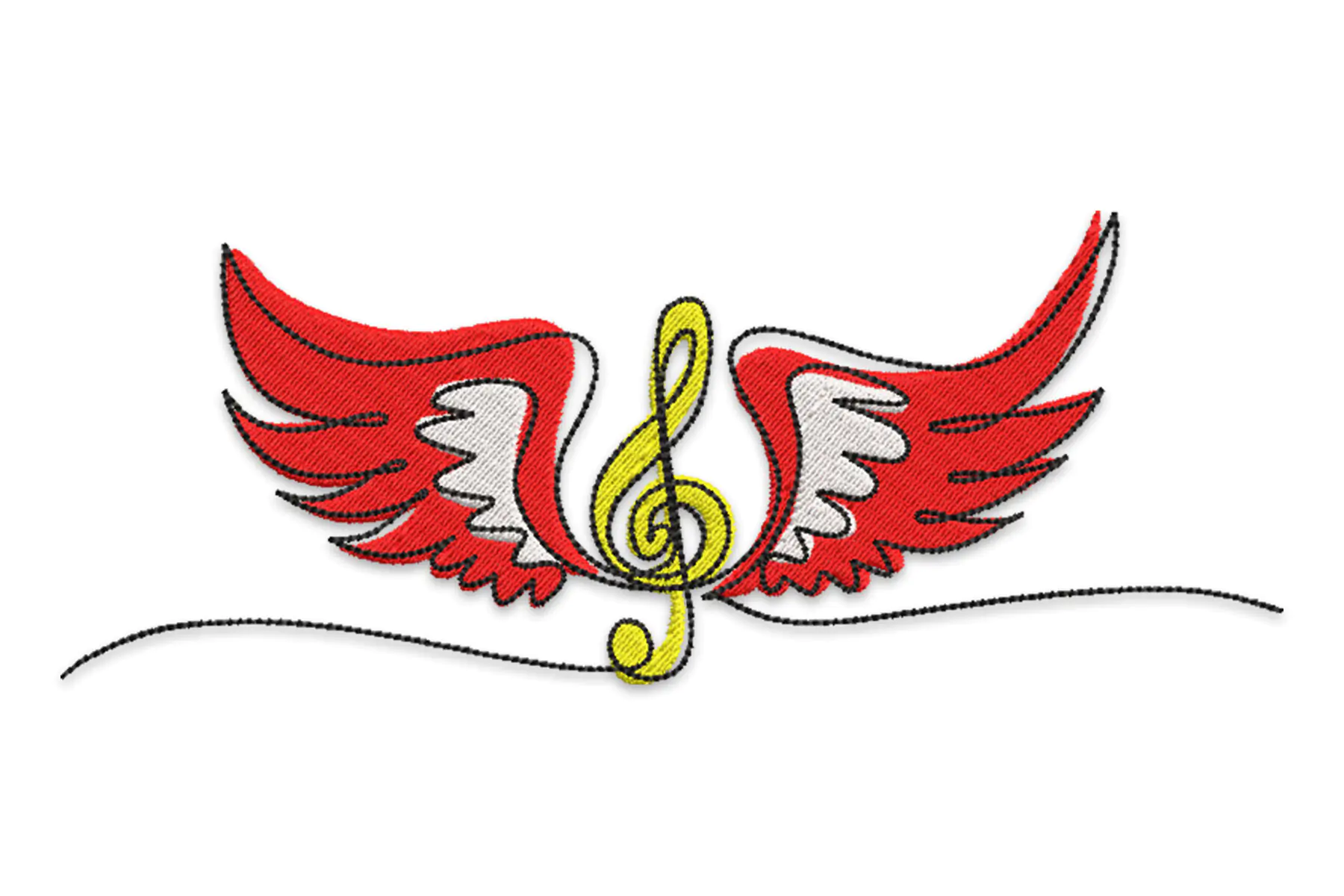 Free Music Notes Angel Wings Embroidery Design
