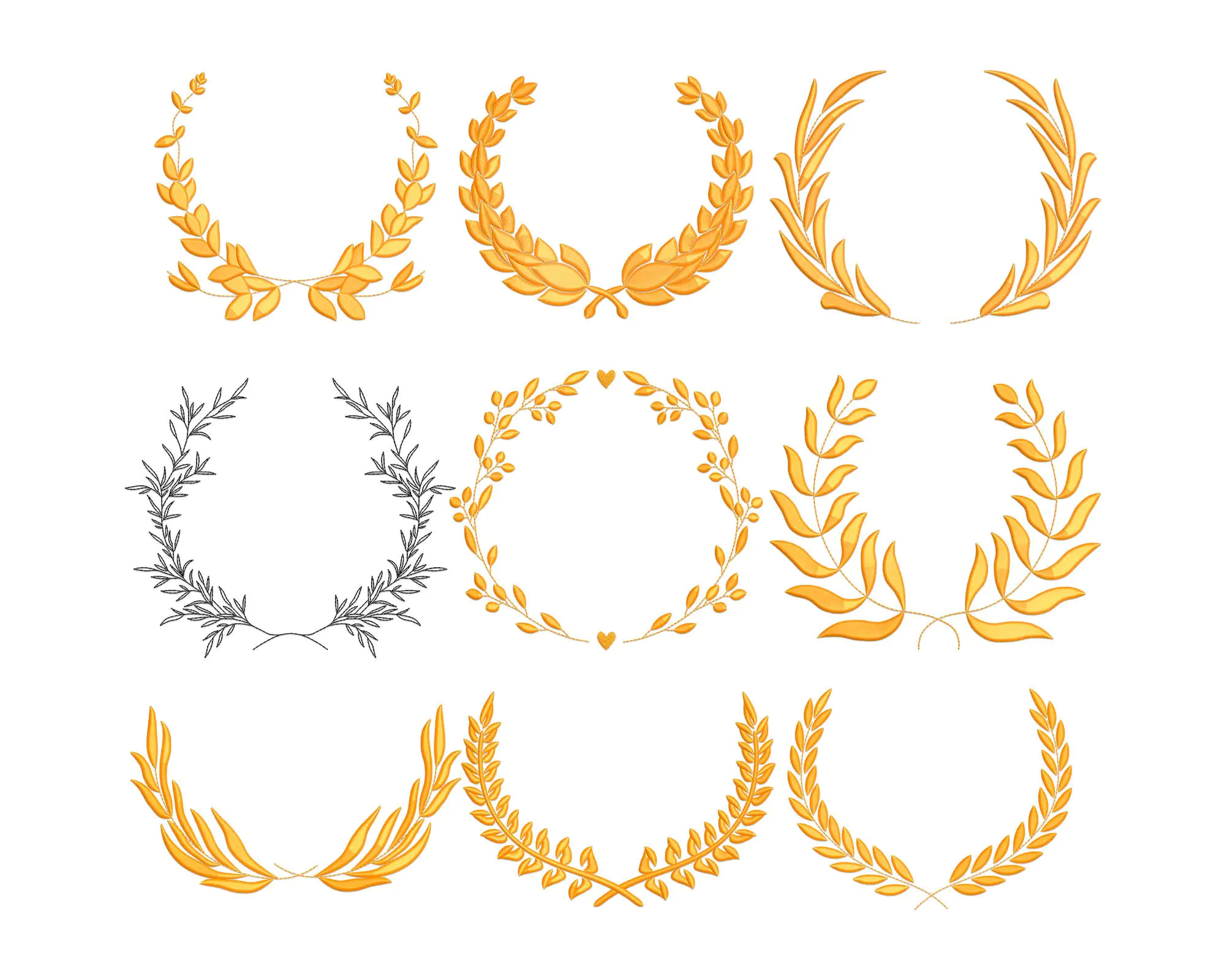 Laurel Wreath Embroidery Designs. leaf Wreath Machine Embroidery Designs