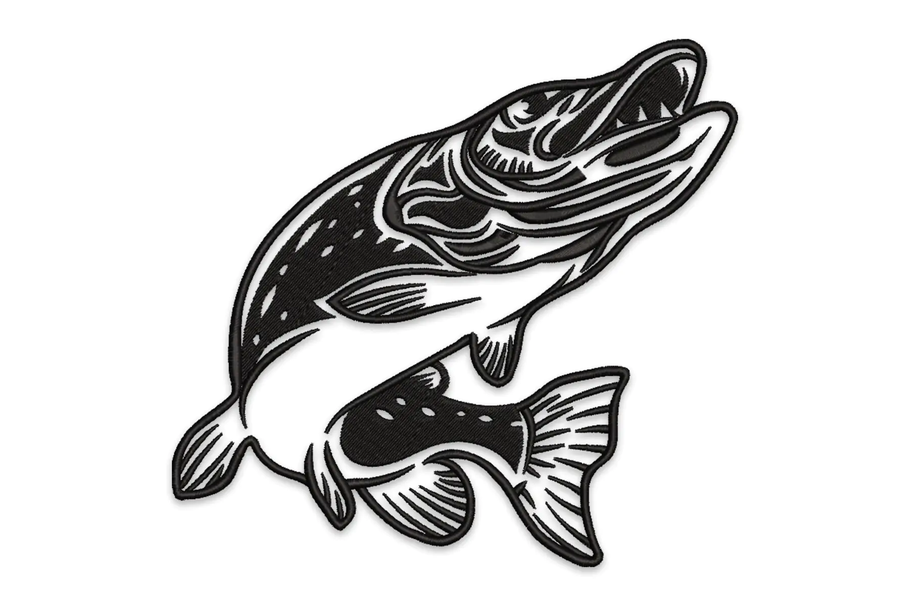 Free Fishing Embroidery Design 6 Sizes, Bass Fishing Embroidery Design